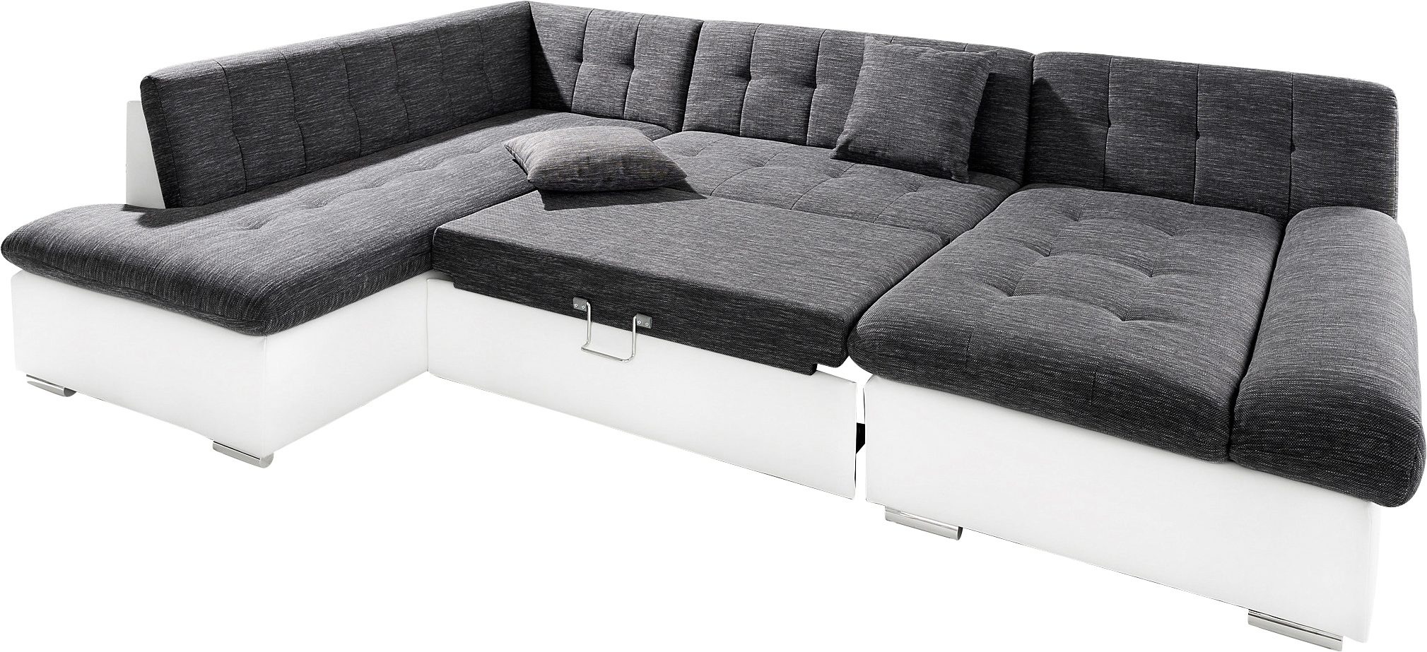 TRENDMANUFAKTUR Wohnlandschaft »Reggae modern und bequem, aktueller Materialmix, U-Form«, inkl. verstellbare Armlehne, wahlweise mit Bettfunktion