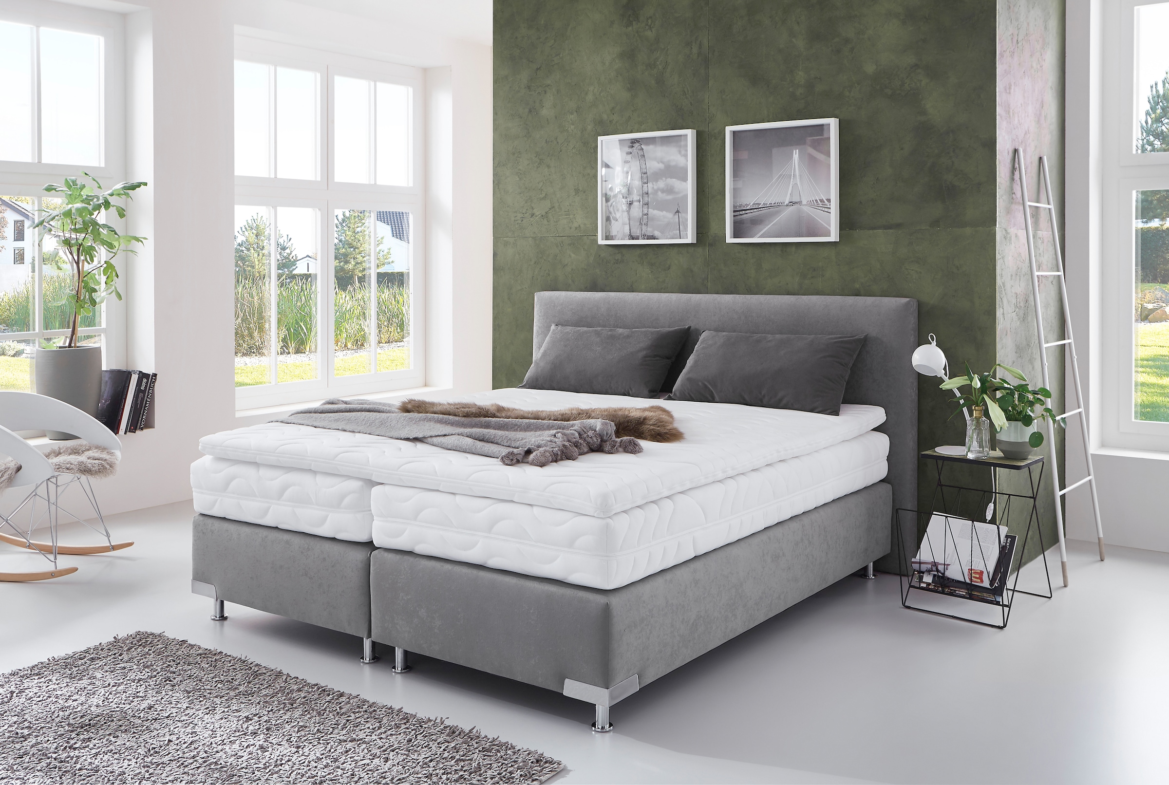 Westfalia Schlafkomfort Boxspringbett »Ambiente, wahlweise in verschiedenen Grössen & Farben« in verschiedenen Härtegraden, wahlweise mit Topper