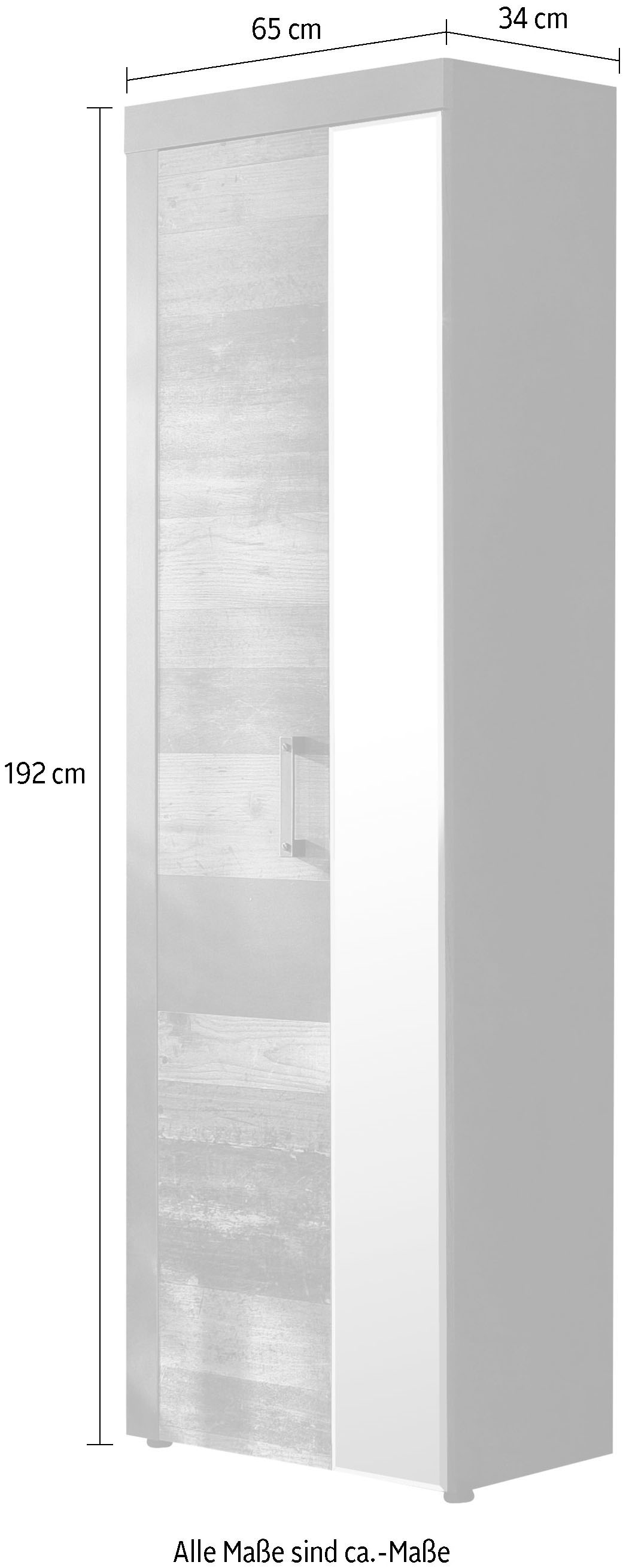 Home affaire Armoire vestiaire »Ilana« Garderobenschrank mit 2 Türen - (B/T/H) 65/34/192 cm