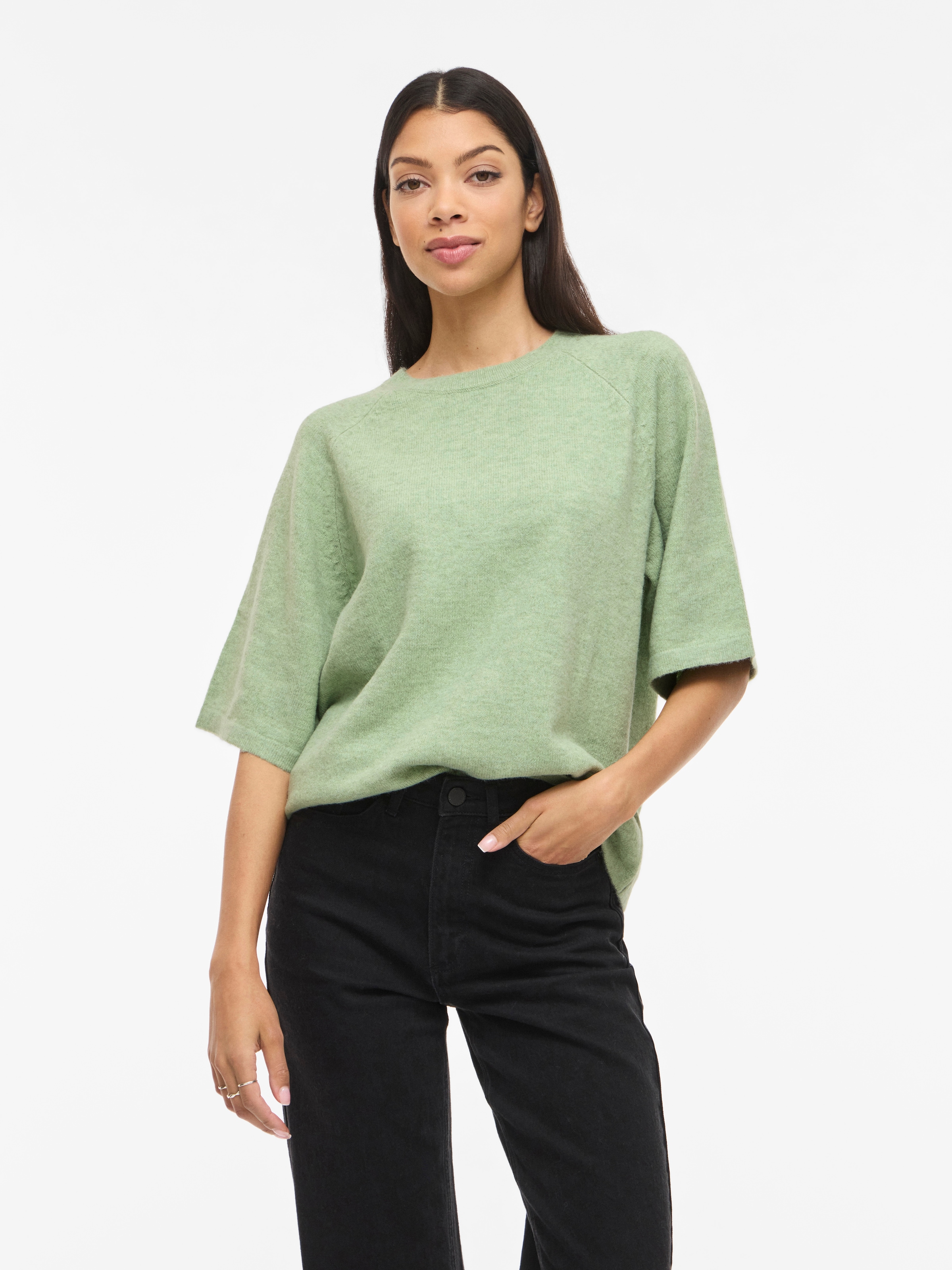 Vila Pull en tricot »VILIGA 2/4 O-NECK KNIT TOP - NOOS« mélange de matières, coupe décontractée