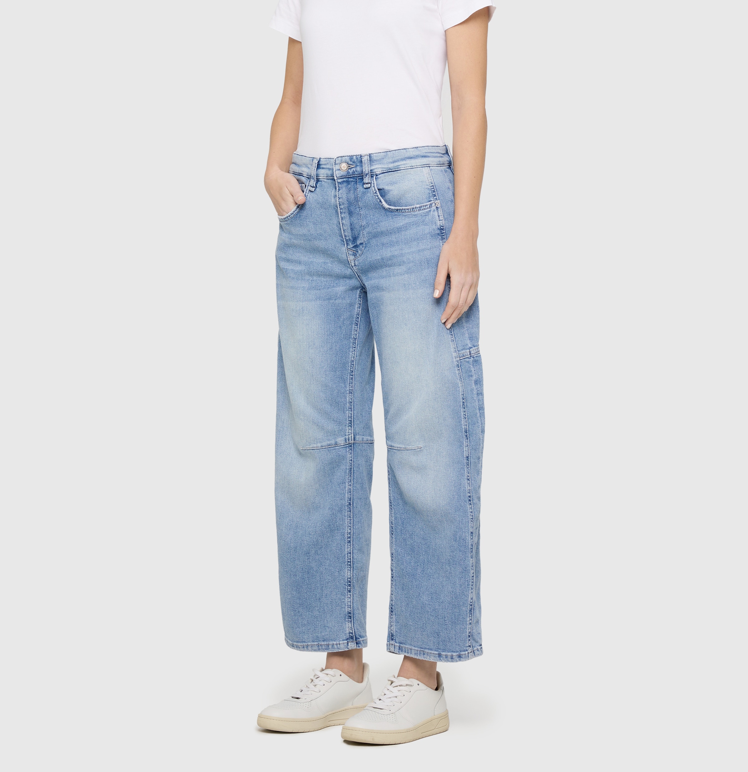 MAC Jeans à 5 poches »OHIO Barrel« Barrel Fit, Naht-Detail auf Kniehöhe