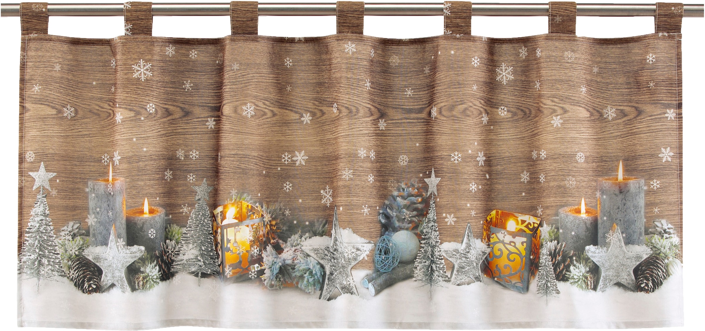 Delindo Lifestyle Scheibengardine »Weihnachtsstimmung«, (1 St.), mit  Schlaufenaufhängung, für die Küche, mit LED-Beleuchtung maintenant