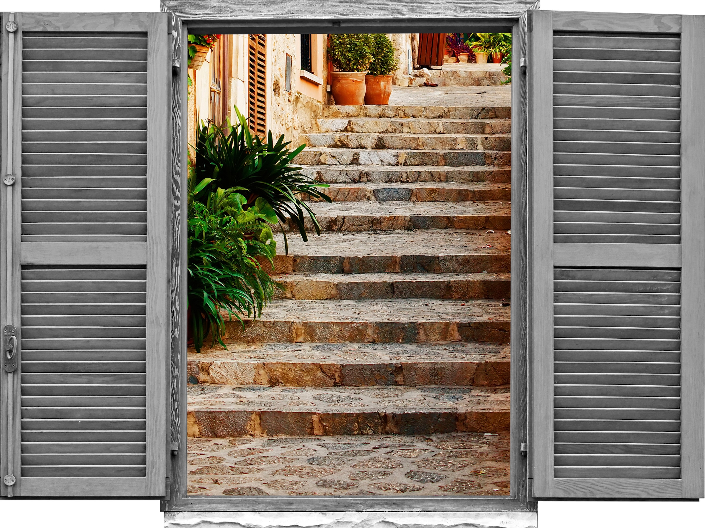 Image of queence Wandtattoo "Treppe" Wandsticker, Wandbild, selbstklebend, 3D, Fenster