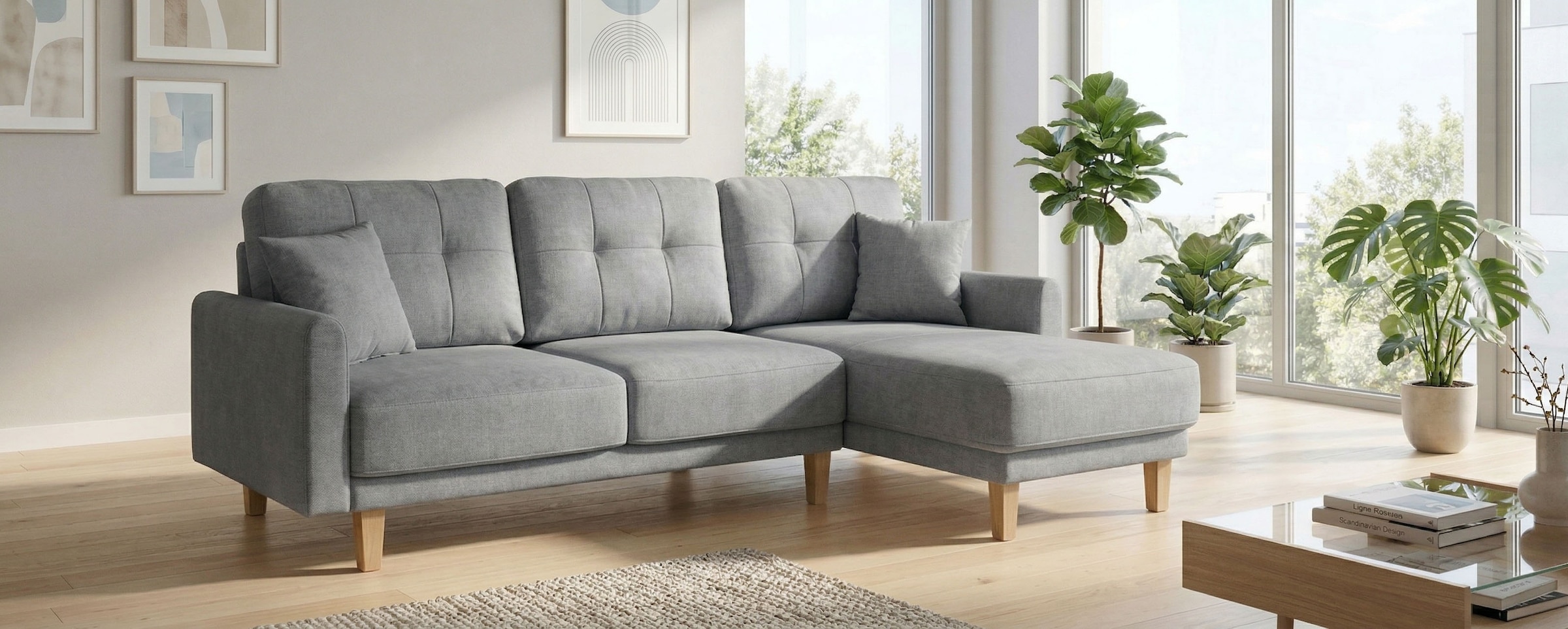 GOODproduct Ecksofa »TRIPLO optionale Schlafsofa mit Bettkasten, Masse B/T/H: 234/164/89 cm« L-Form wahlweise mit Bettfunktion - Liegefläche 132x210 cm