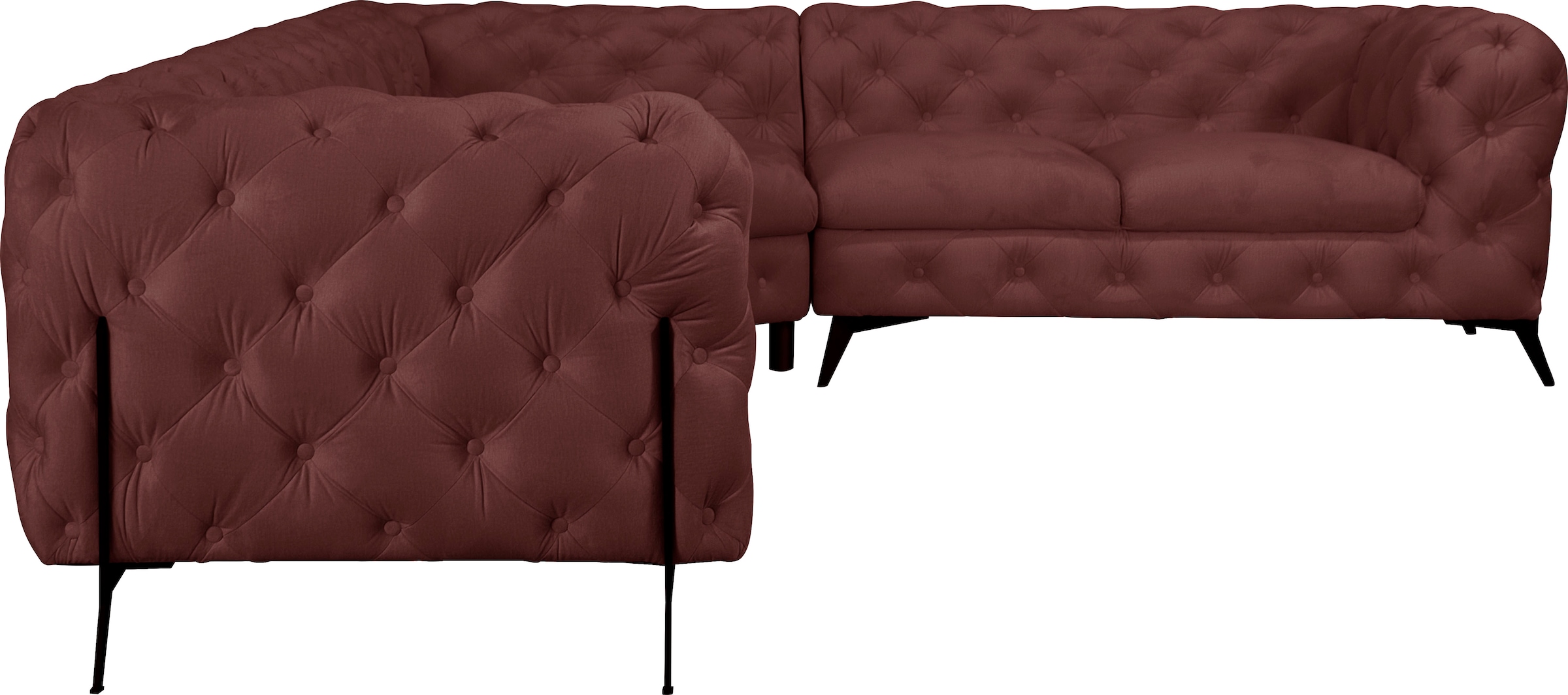 Home affaire Chesterfield-Sofa »Amaury L-Form« Chesterfield-Optik,  Breite/Tiefe je 262 cm, Fussfarbe wählbar