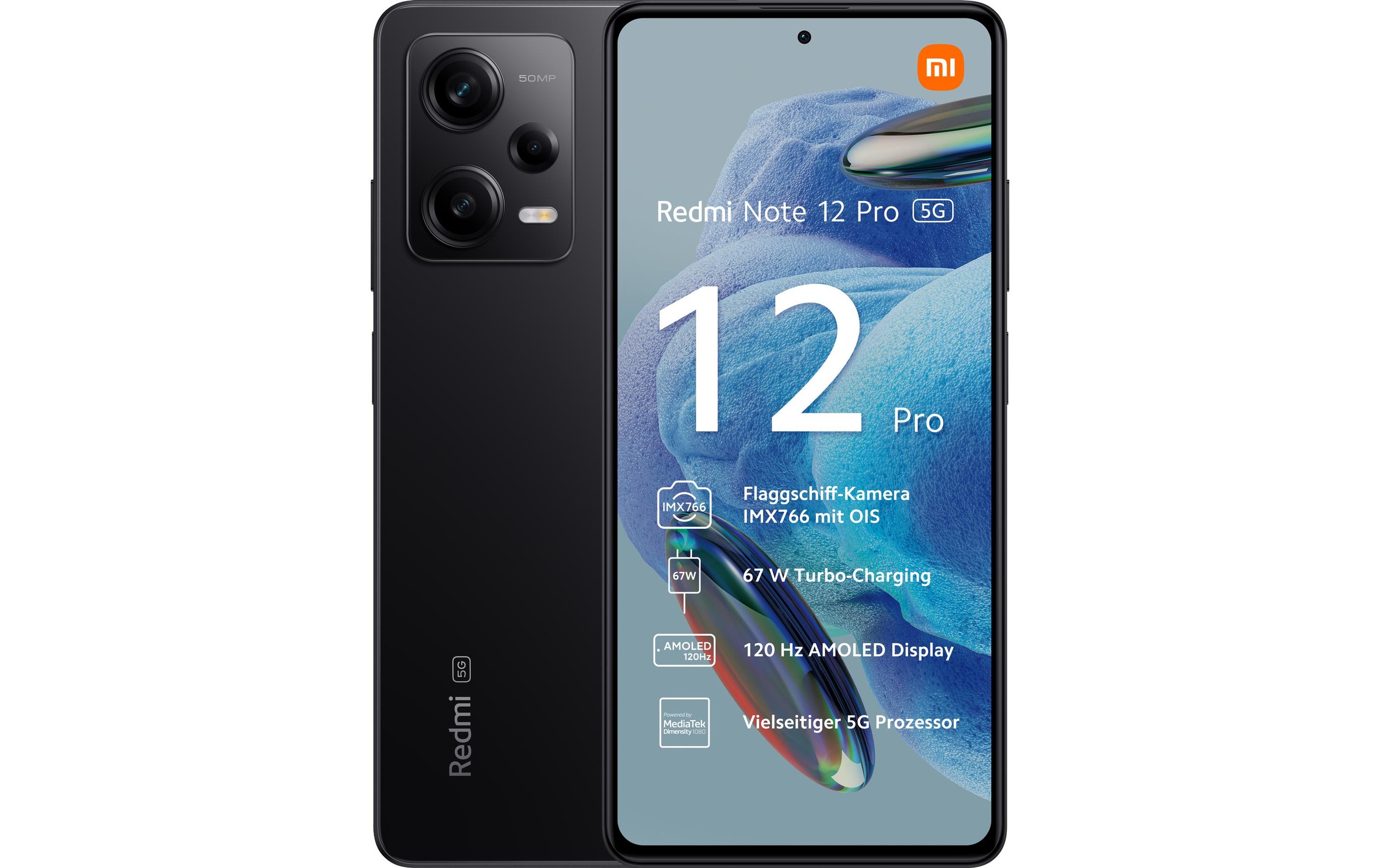 Image of Xiaomi Smartphone "Xiaomi Redmi Note 12 PRO 5G 128GB black" Schwarz