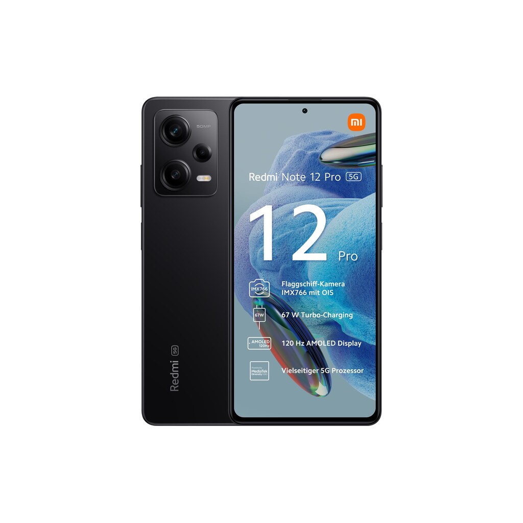 Xiaomi Smartphone »Xiaomi Redmi Note 12 PRO 5G 128GB black«, Schwarz, 16,87 cm/6,67 Zoll, 128 GB Speicherplatz, 50 MP Kamera
