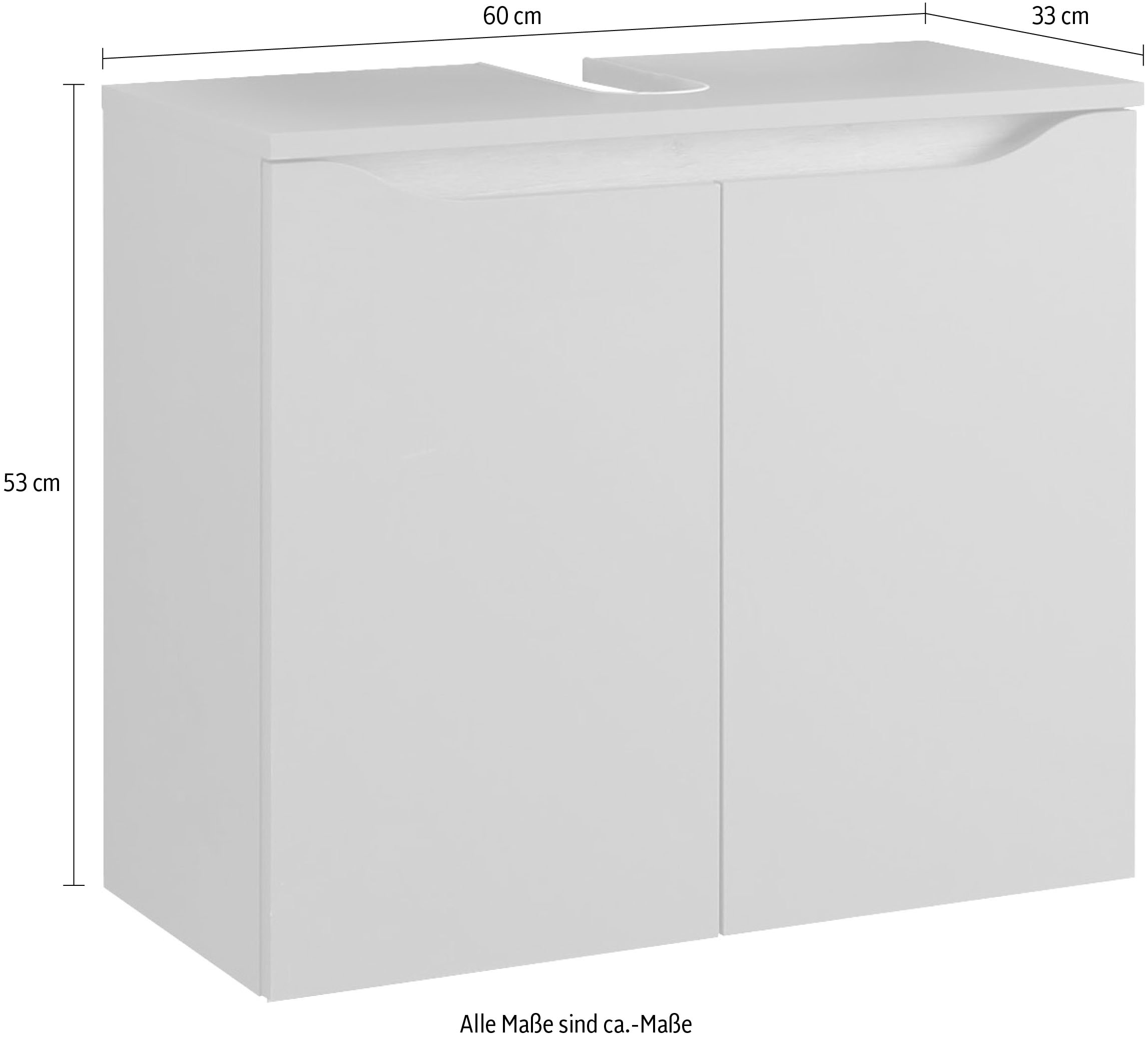 Saphir Armoire sous lavabo »Quickset Unterbeckenschrank, 60 cm breit, 2 Türen« meuble sous-lavabo avec découpe siphon, sans lavabo, sans poignées