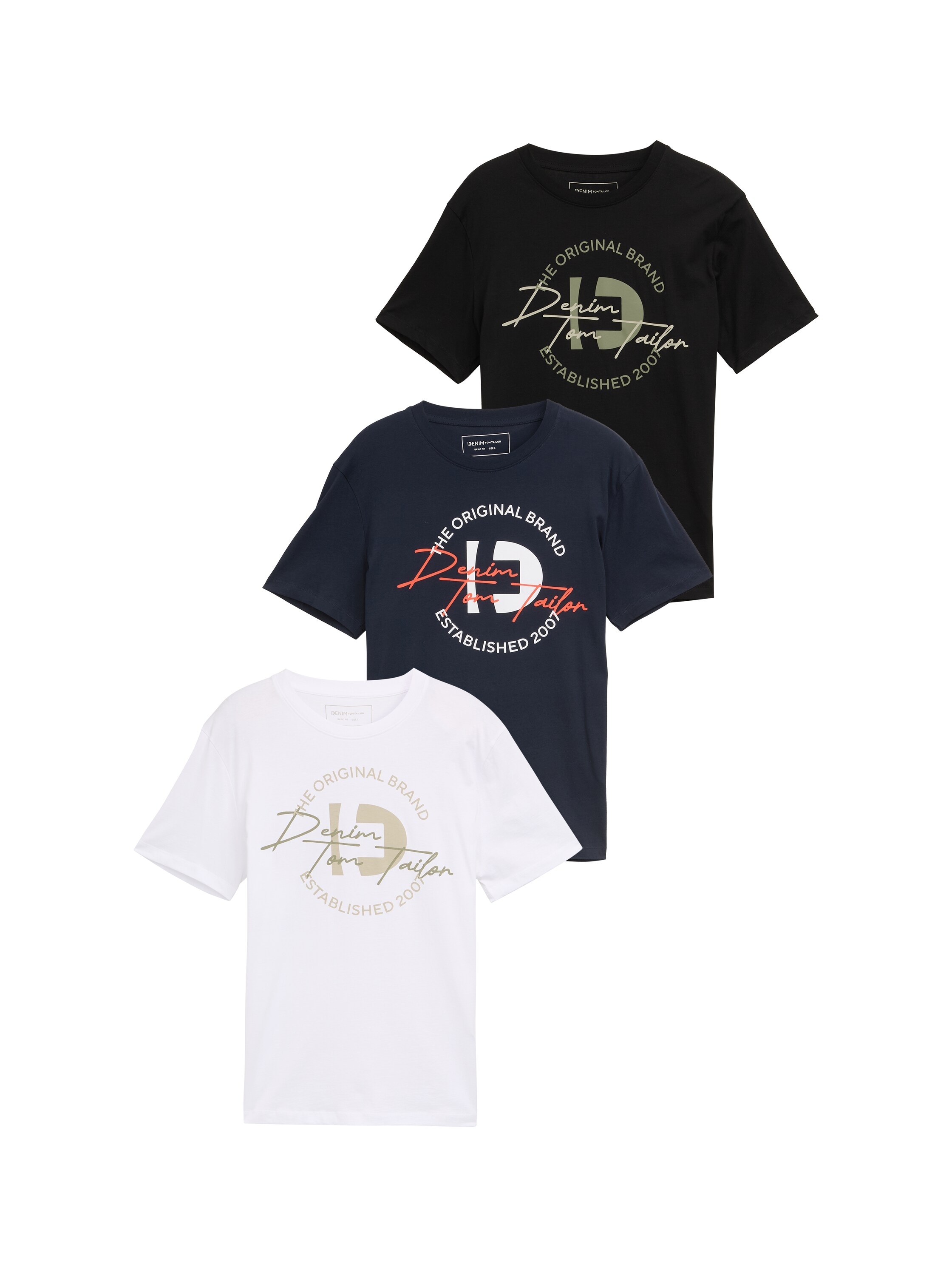 Image of TOM TAILOR Denim T-Shirt Packung, 3 Stk. mit Print