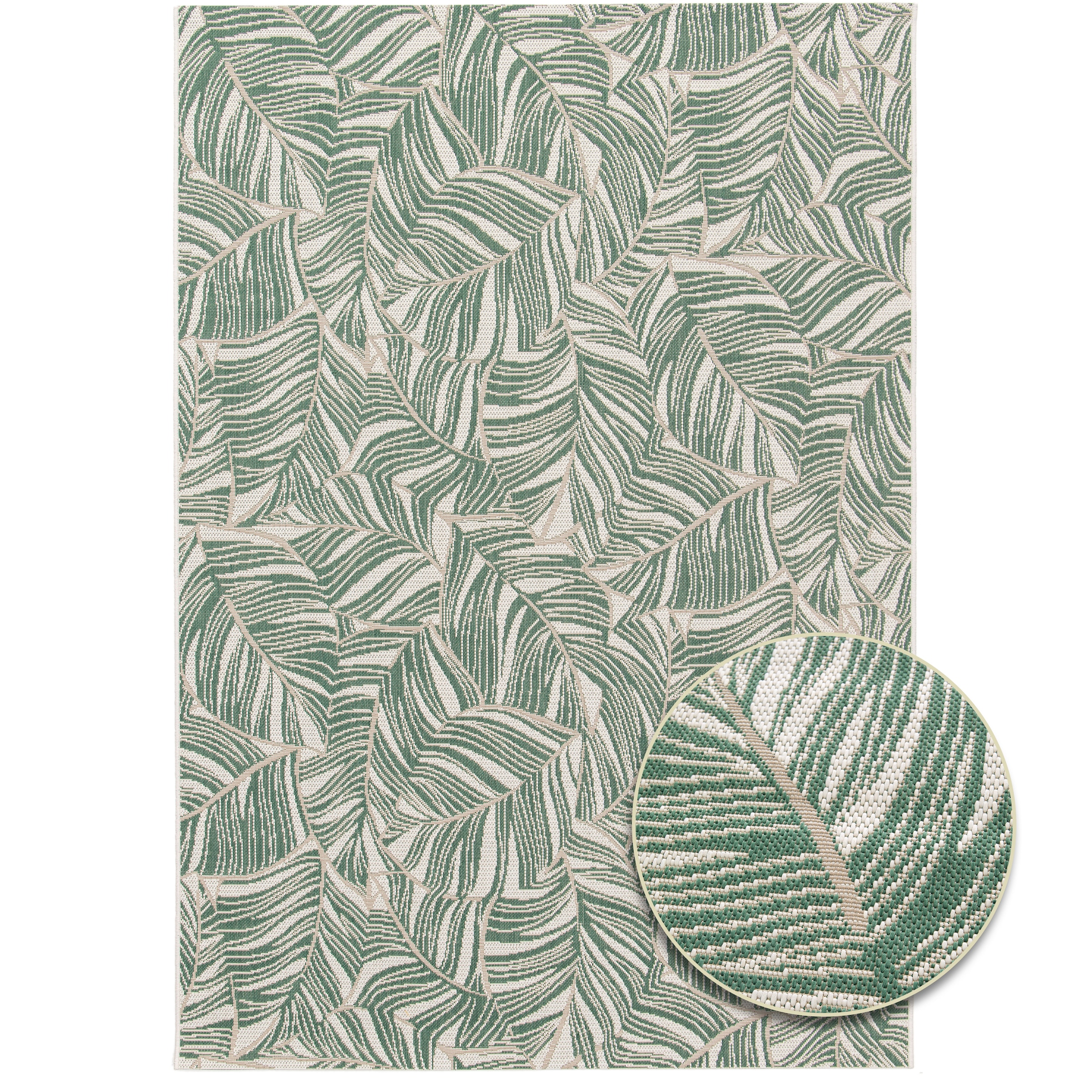 Primaflor-Ideen in Textil Teppich »Outdoorteppich PARADISE - Leaves« rechteckig 4 mm Höhe Flachgewebe, Palmblätter, In- und Outdoor geeignet, wasserfest