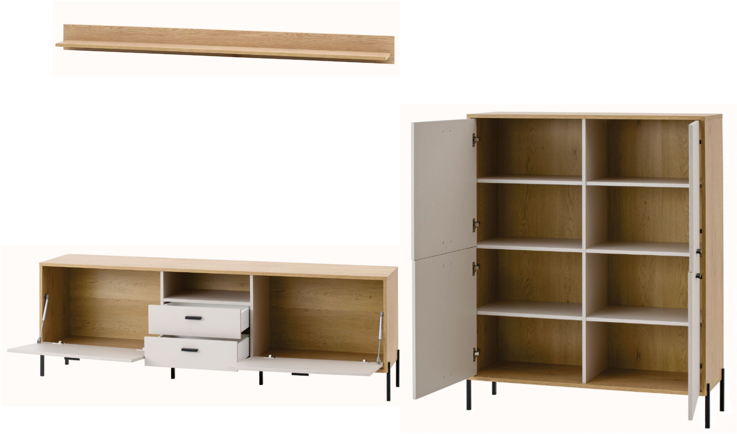 Home affaire Wohnwand »Fredericia, moderne Anbauwand, Komplettset in Kaschmir« Set, 3 Stk. tlg.
