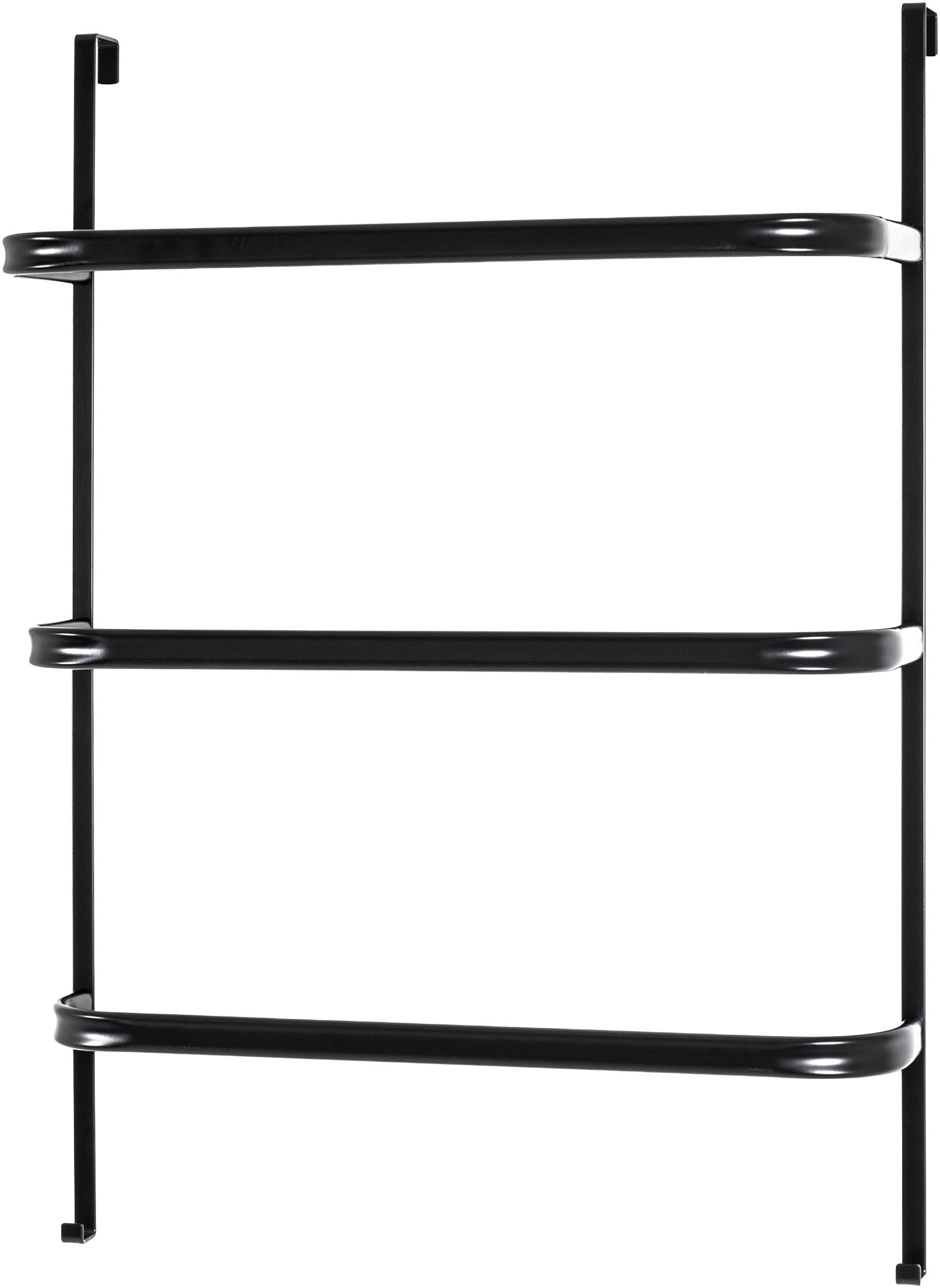 Image of HAKU Handtuchregal "Handtuchleiter, Handtuchstange, Türgarderobe, Türhandtuchhalter" freiform - aus Metall Schwarz - B/T/H 55/21/78 cm