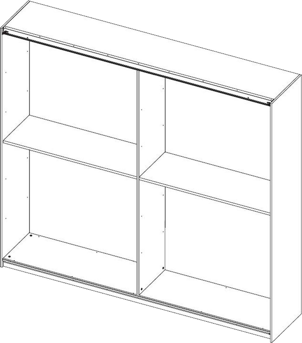 INOSIGN Schwebetürenschrank »Jupiter, Schiebetürenschrank in Steingrau« 2 Breiten, moderne Griffblende, Metallgriffleisten, 22 mm Böden