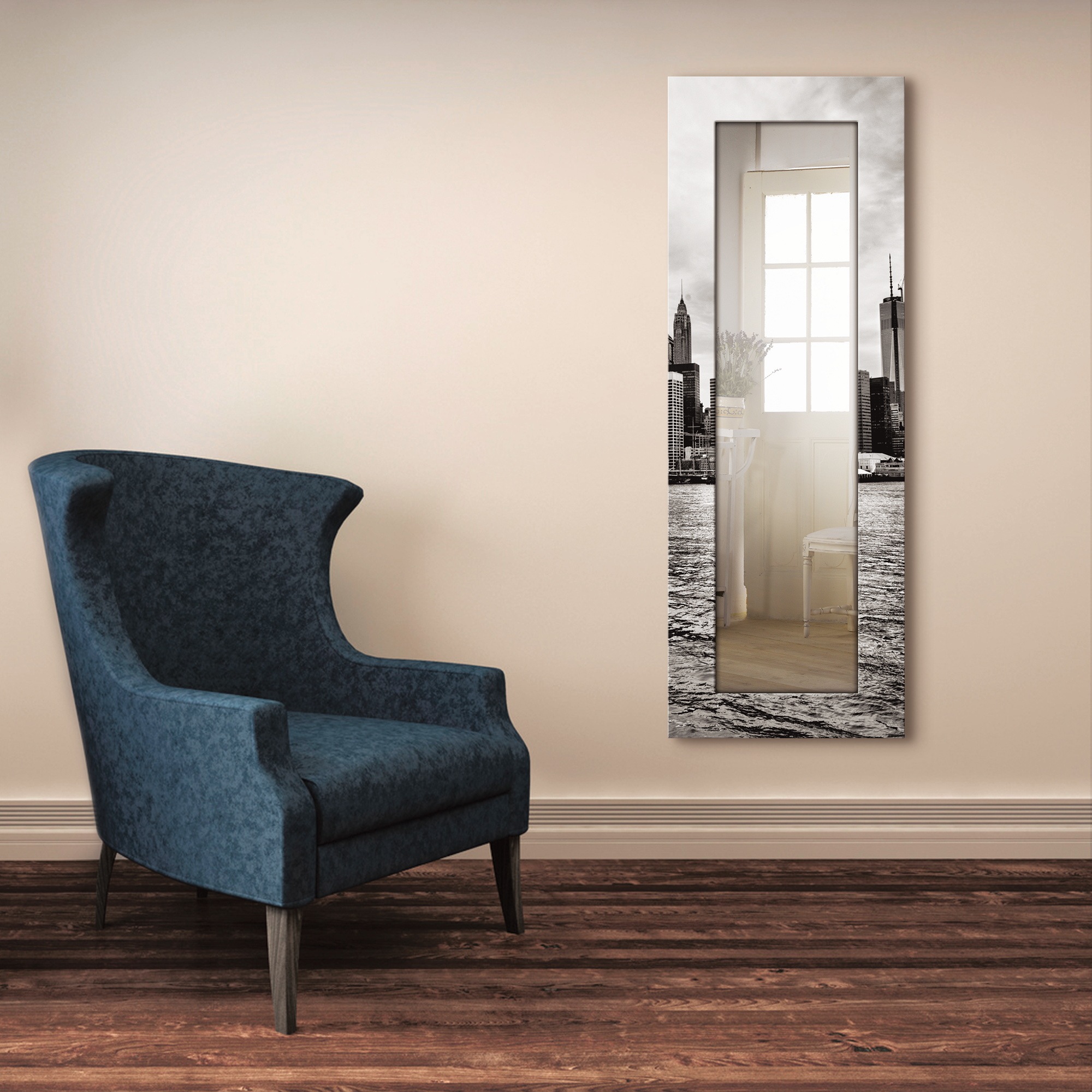 Image of Artland Dekospiegel »Lower Manhattan Skyline«, gerahmter Ganzkörperspiegel mit Motivrahmen, geeignet für kleinen, schmalen Flur, Flurspiegel, Mirror Spiegel gerahmt zum Aufhängen bei Ackermann Versand Schweiz