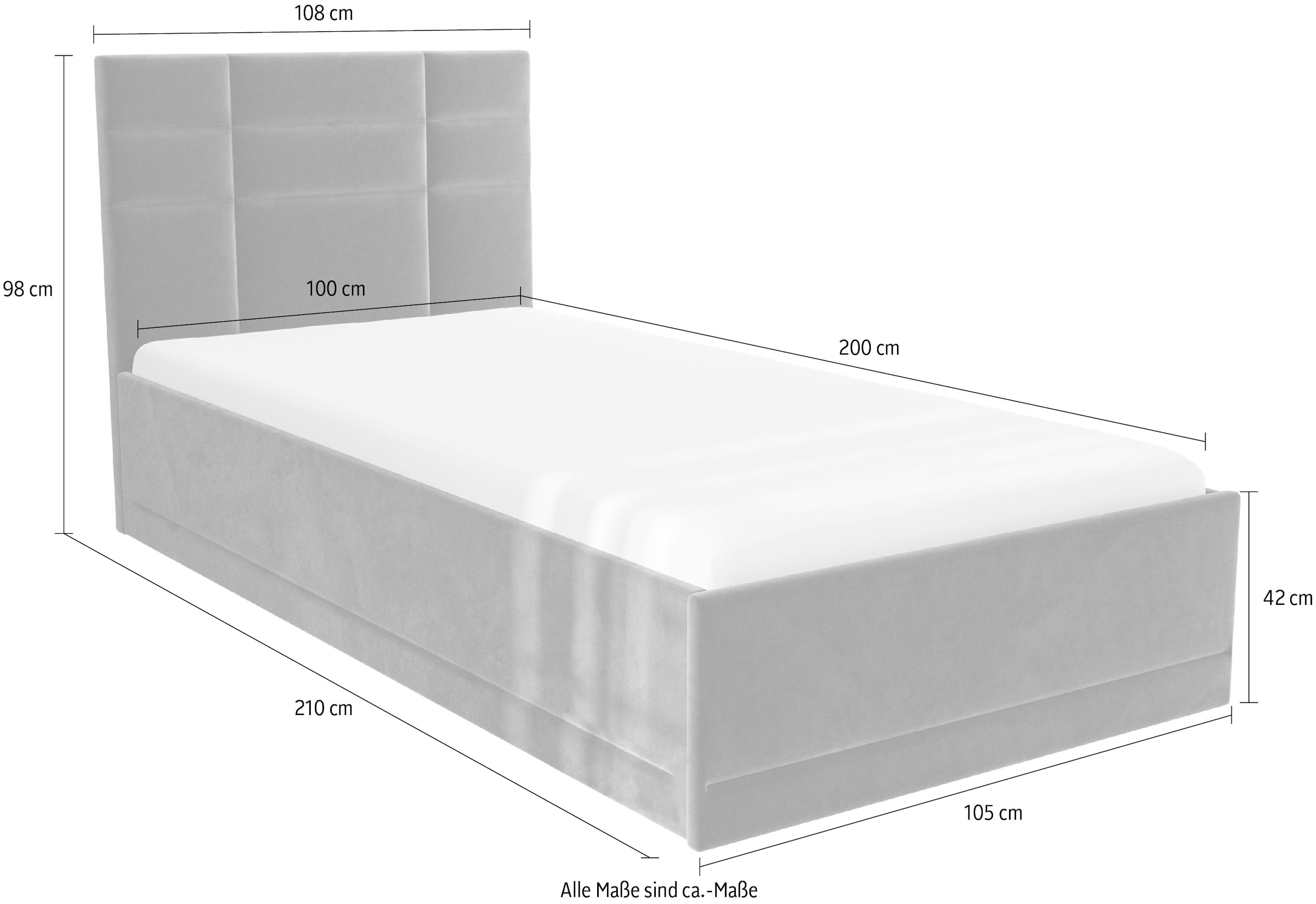 Westfalia Schlafkomfort Lit rembourré »Prag« 3 Matraztenarten wählbar, mit und ohne Bettkasten