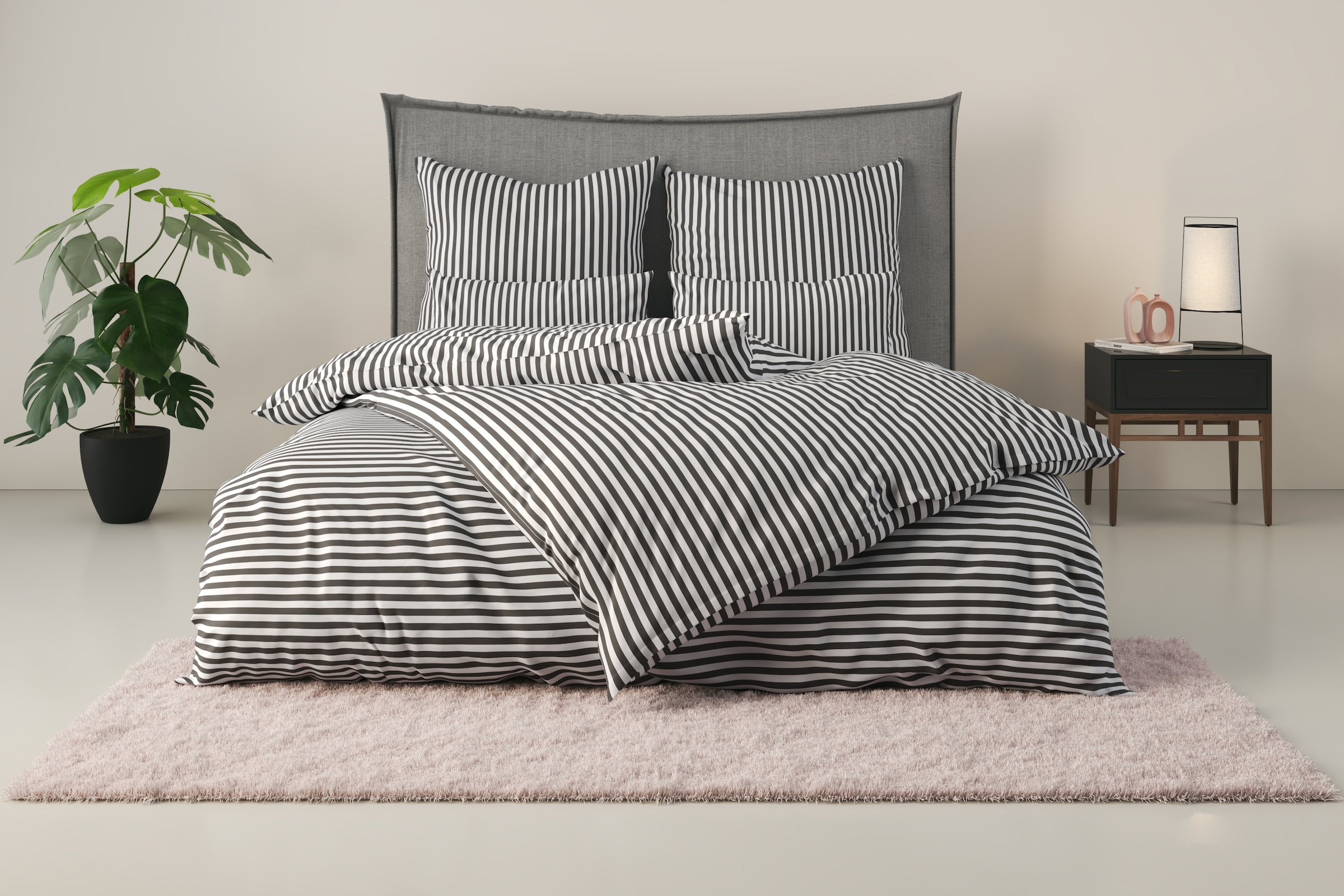 Image of LeGer Home by Lena Gercke Bettwäsche "Linnea" 2 aus 100% Baumwolle, Streifendesign
