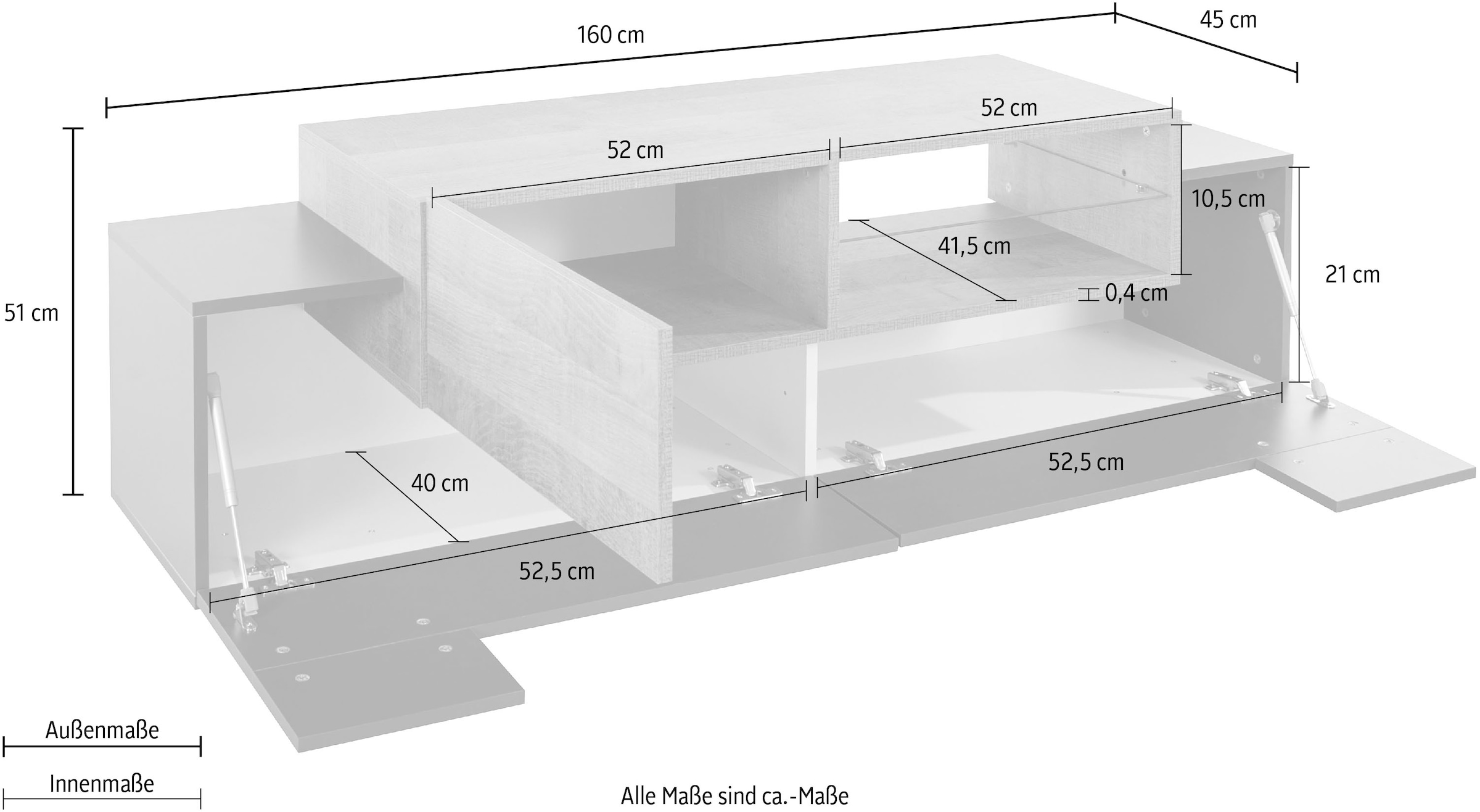 INOSIGN TV-Board »Coro«, Breite ca. 160 cm