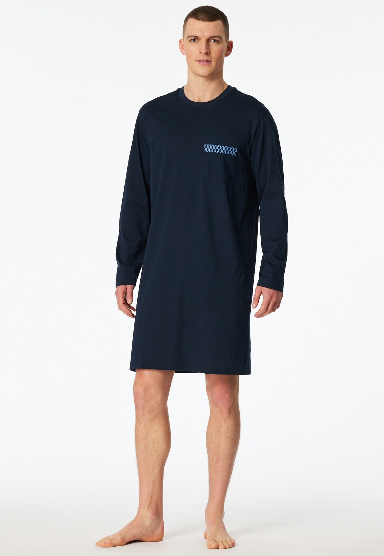 Image of Schiesser Nachthemd "Comfort Nightwear" Brusttasche seitliche Schlitze, weich, Langarm, Single Jersey, Baumwolle