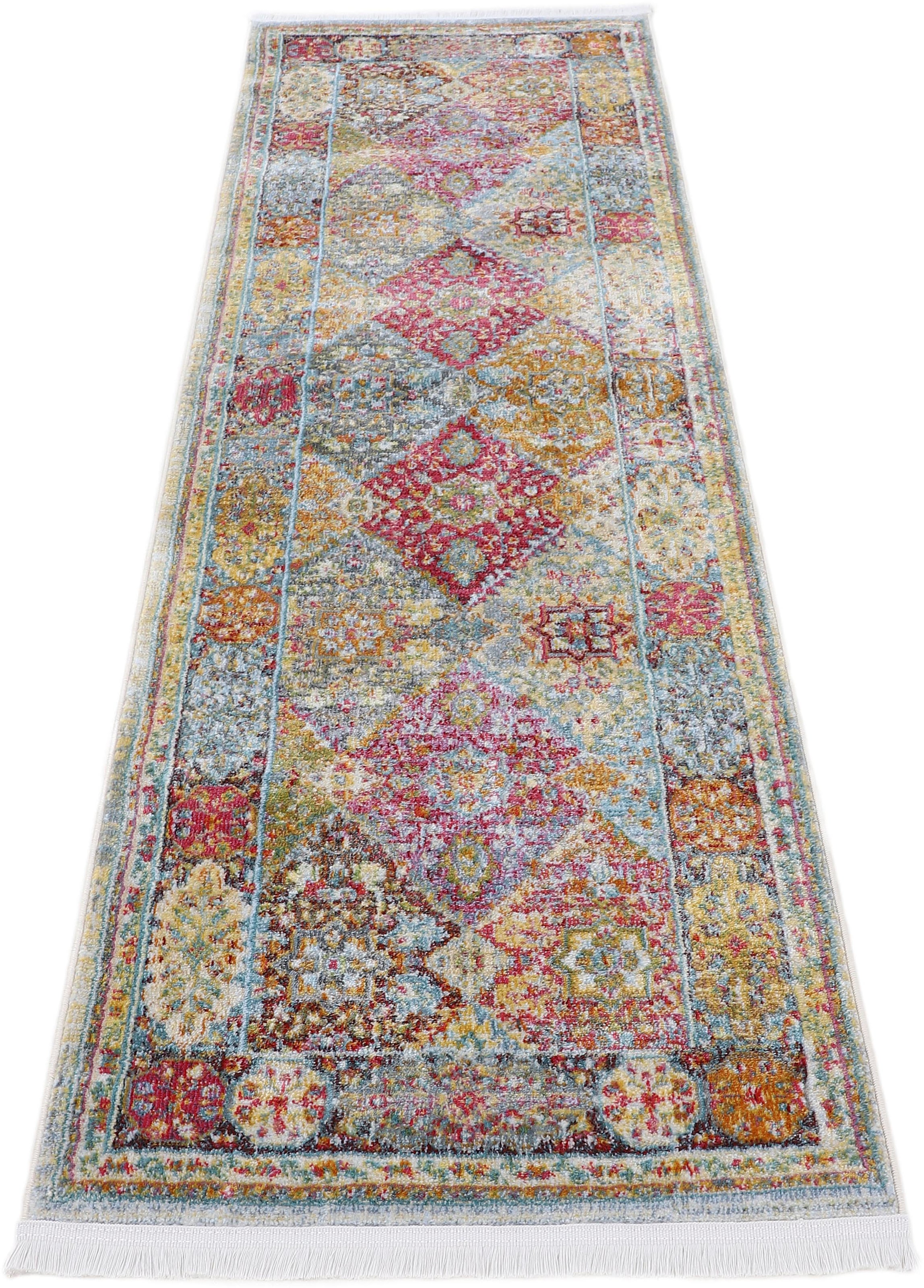 carpetfine Teppich »Harleen,  auch als Läufer«, rund, 8 mm Höhe, Vintage Look, Orient, mit Fransen, Wohnzimmer