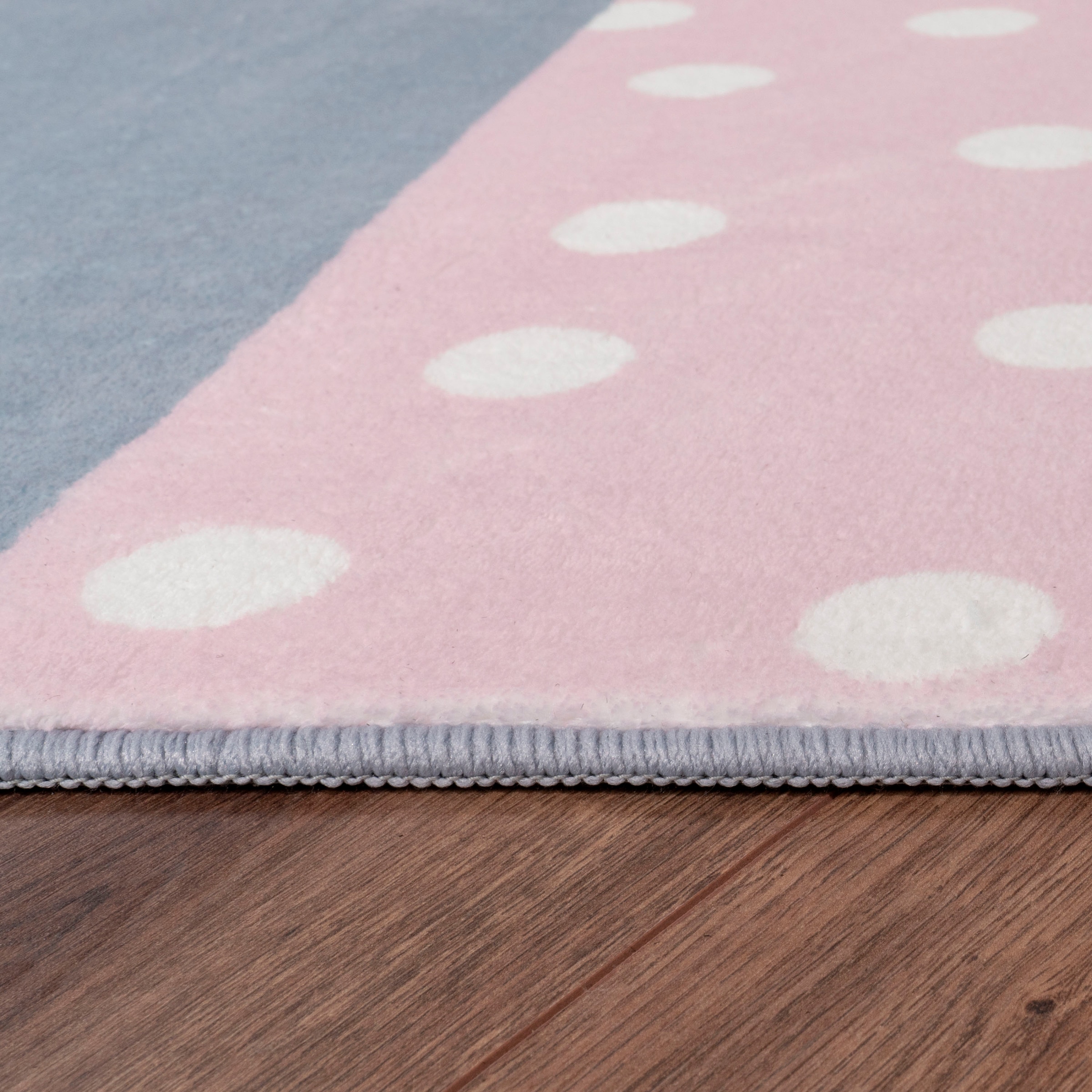 Paco Home Kinderteppich »Eliz 391«, rechteckig, 12 mm Höhe, Kurzflor, Spielteppich, Patchwork-Muster, Motiv Krone, Herz & Punkte