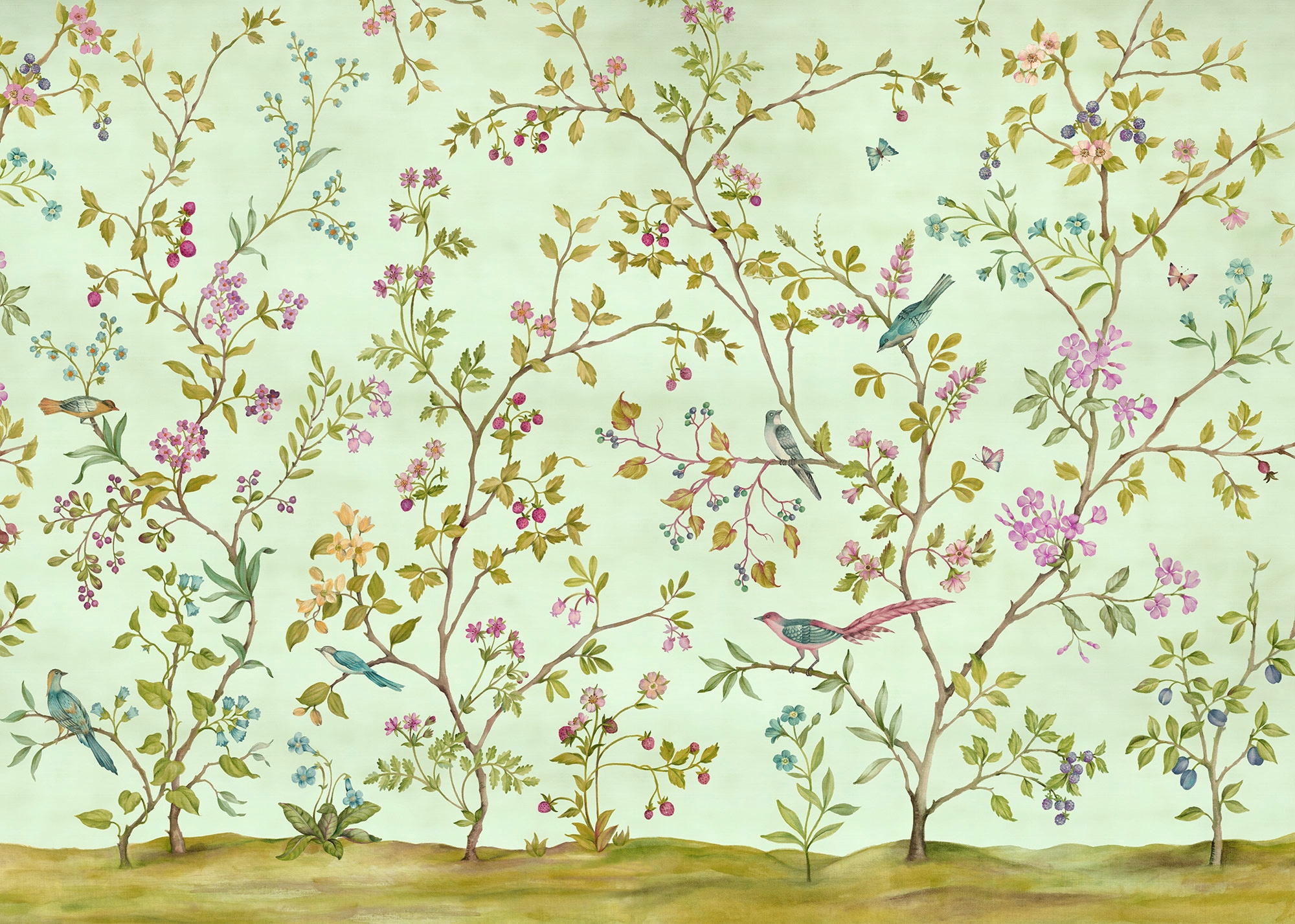 Image of Komar Vliestapete "Digitaldruck Vlies - Oiseaux du Paradis - Grösse 350 x 250 cm" bedruckt glatt Wohnzimmer, Schlafzimmer
