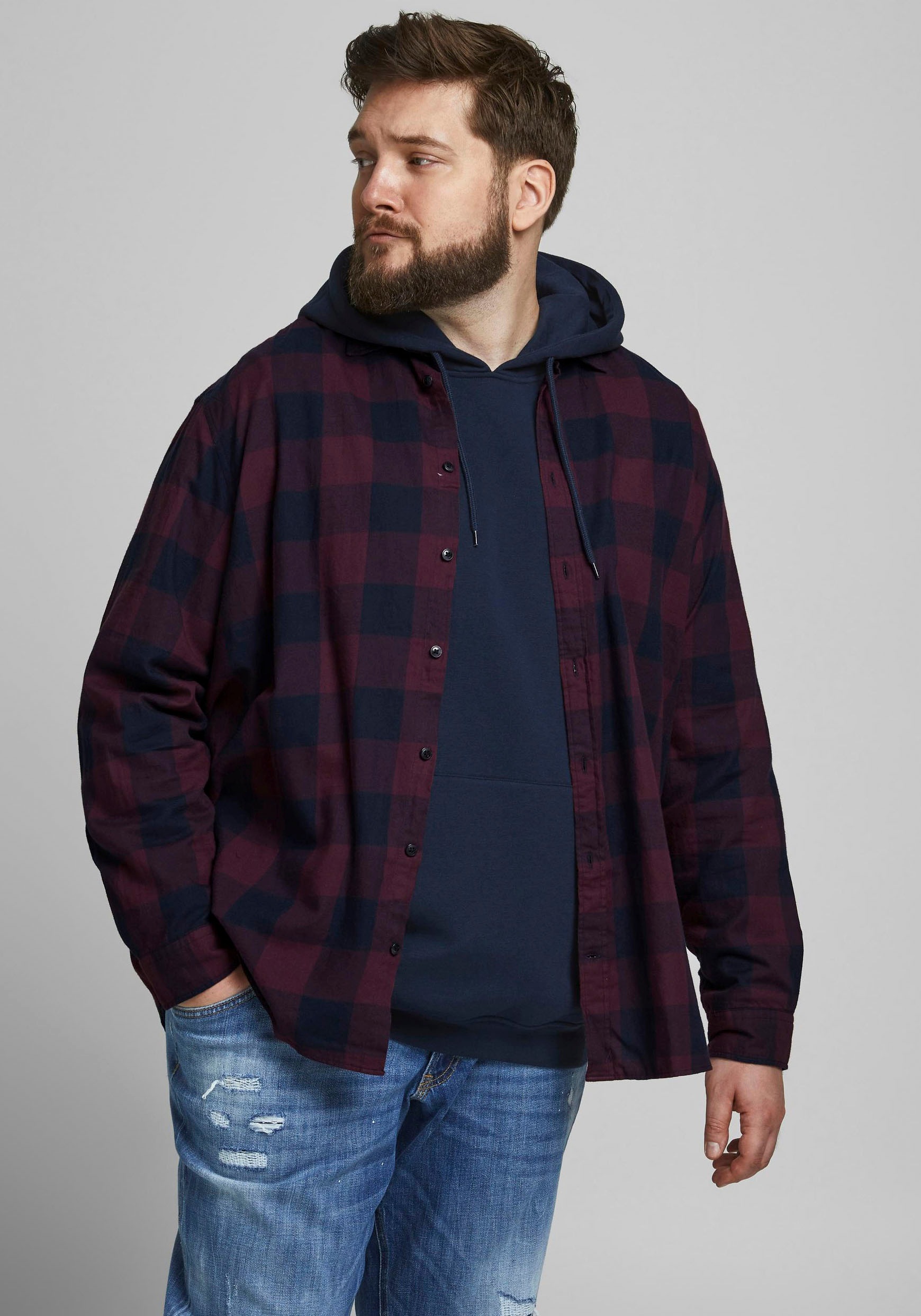 Jack & Jones PlusSize Karohemd »GINGHAM TWILL SHIRT«, Bis Grösse 6XL