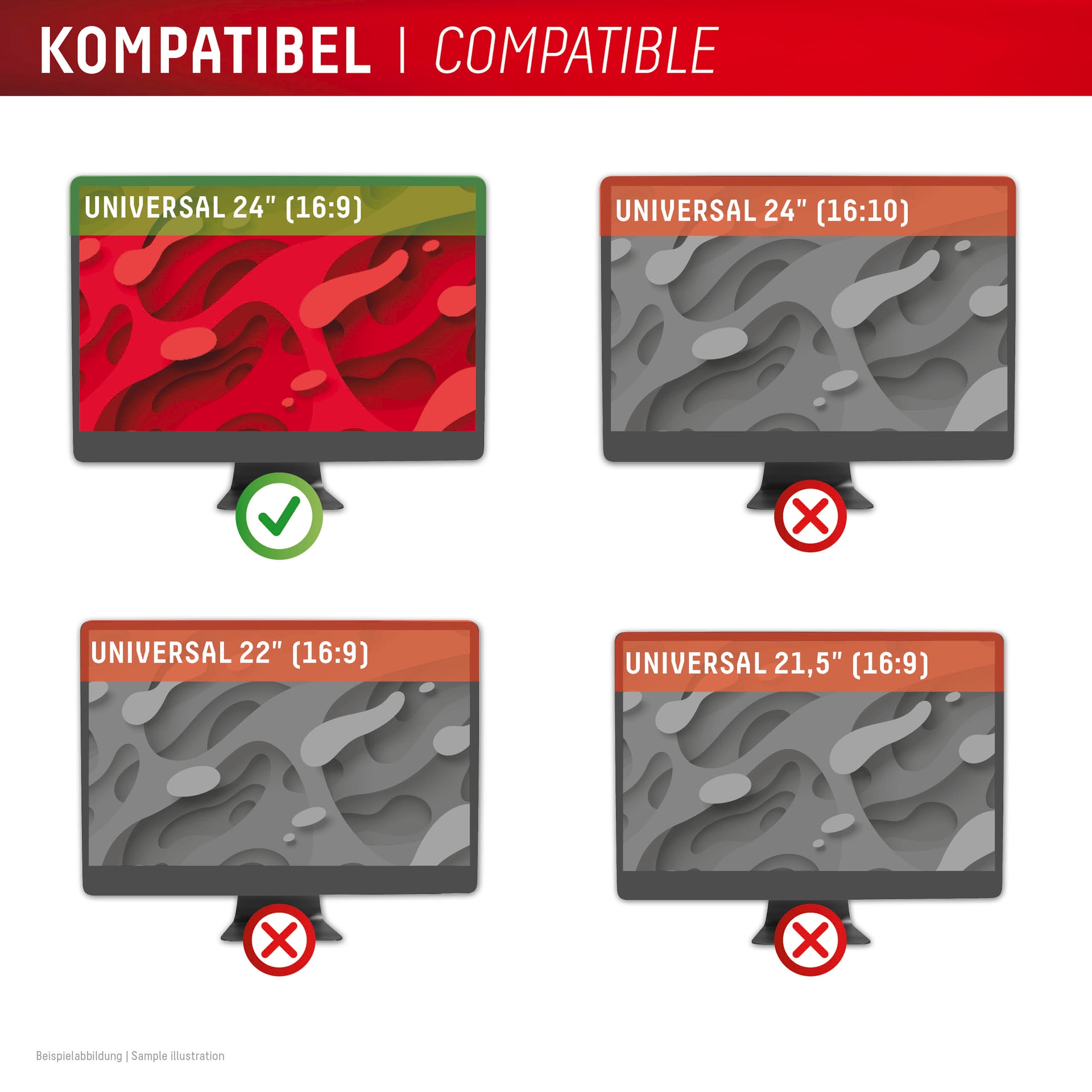Displex Displayschutzfolie »Privacy Safe Blickschutzfilter« für Universell für Monitore mit  24 (16:9) Blickschutzfolie, Schutzfolie, Bildschirmschutz, kratz- & stossfest