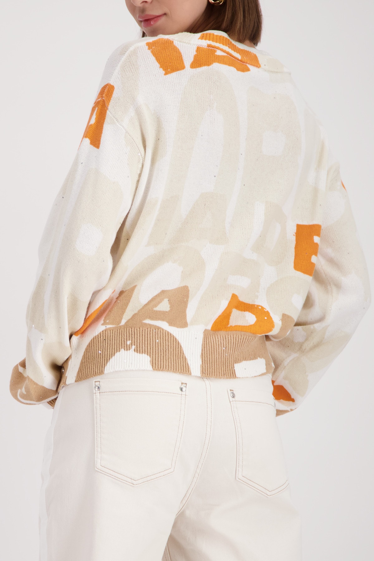 Monari Pull en tricot »Buchstaben allover« Regular fit mit Rundhalsausschnitt