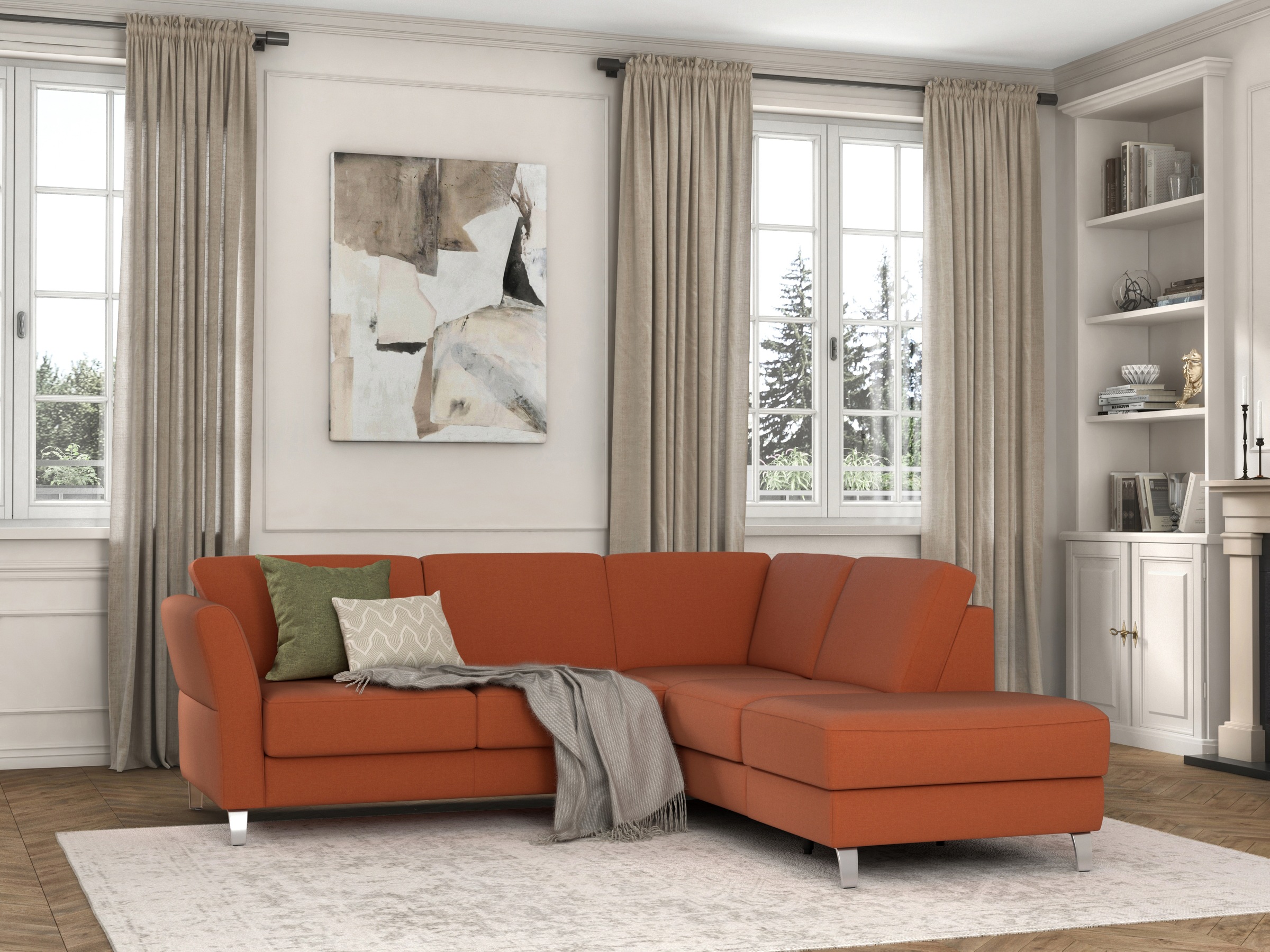 Image of sit&more Ecksofa »Visby V«, Wahlweise mit Bettfunktion und Stauraum, frei im Raum stellbar, mit Federkern, auch erhältlich in dem besonders leicht mit Wasser zu reinigendem "Soft clean" Bezug bei Ackermann Versand Schweiz