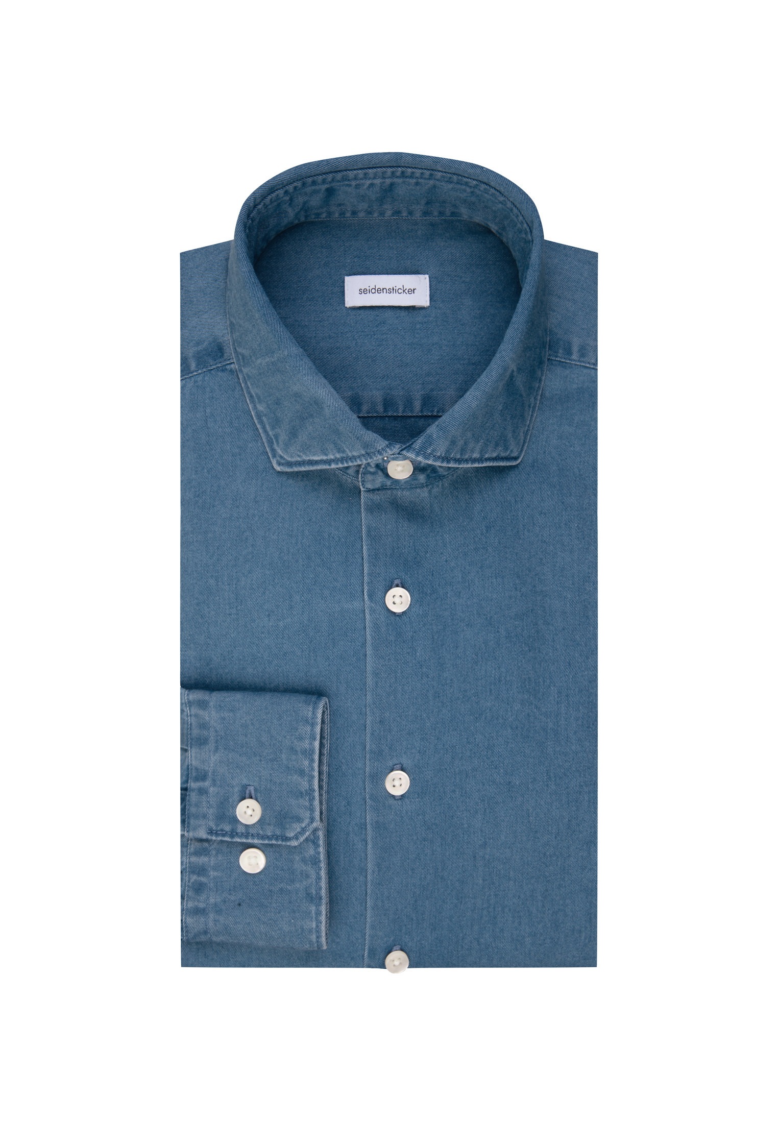 seidensticker Jeanshemd Regular 1/1 Kentkragen Denim