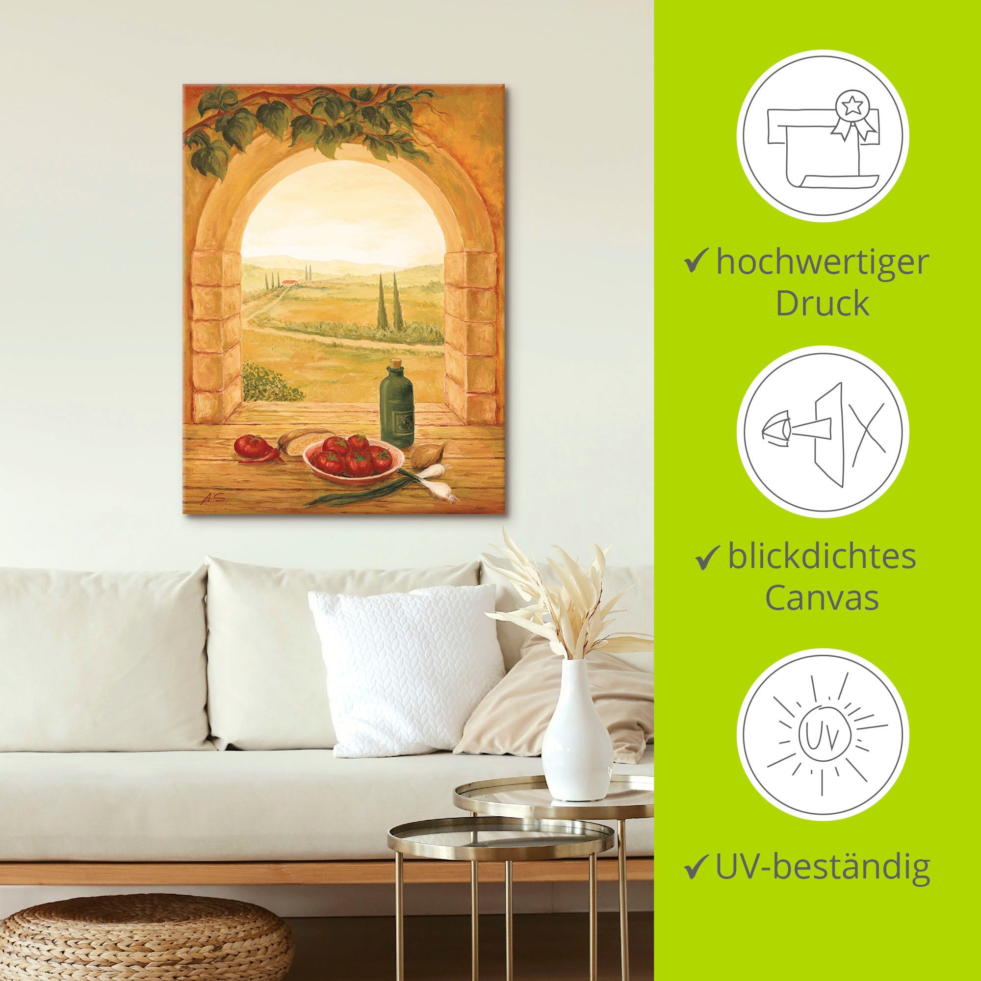 Artland Leinwandbild »Fensterblick« Fensterblick 1 Stk. tlg. auf Holzrahmen gespannt