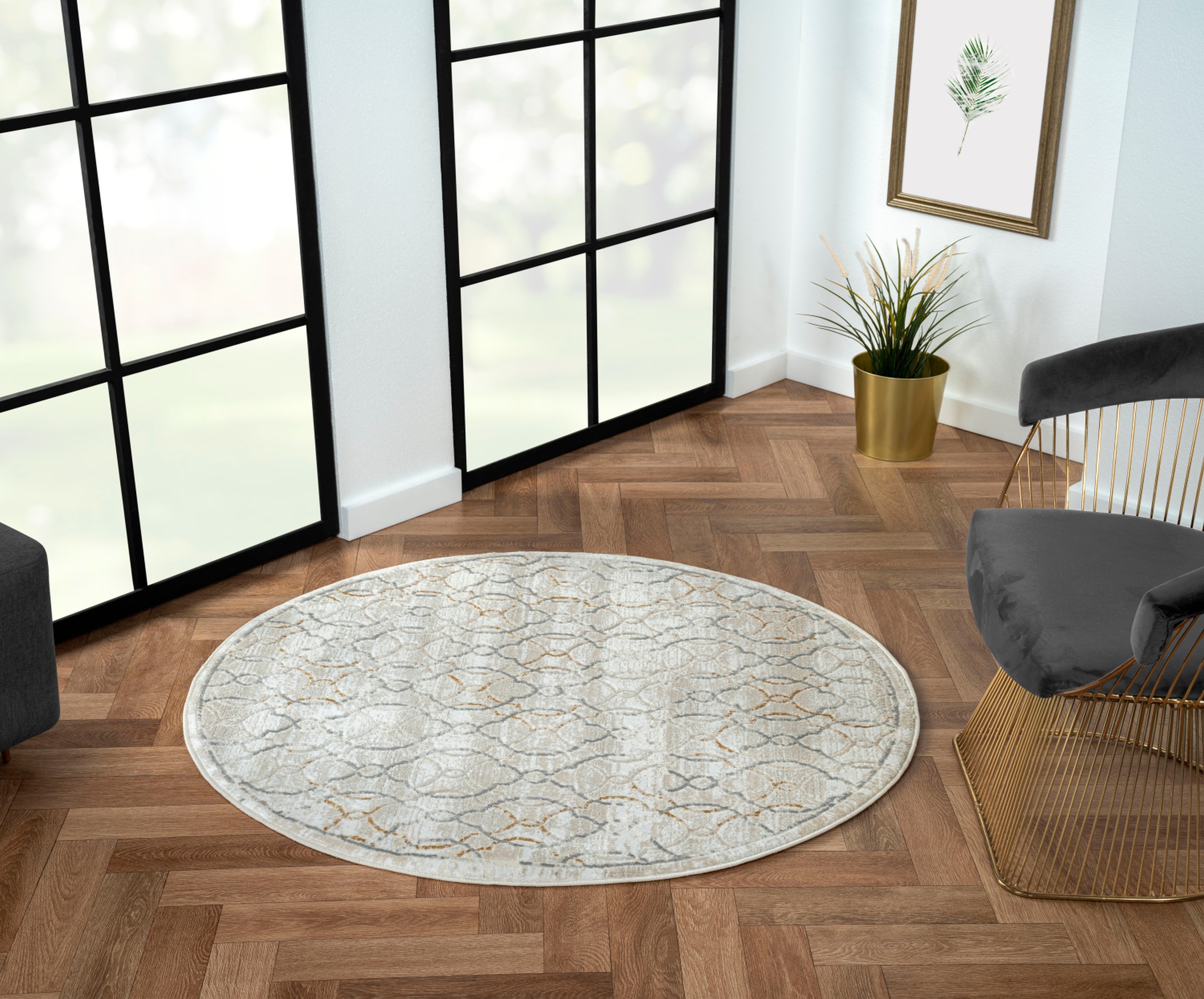Image of Myflair Möbel & Accessoires Teppich "My Floor, LAGERRÄUMUNG" rund 10 mm Höhe Kurzflor, Retro-Style, besonders weich durch Microfaser