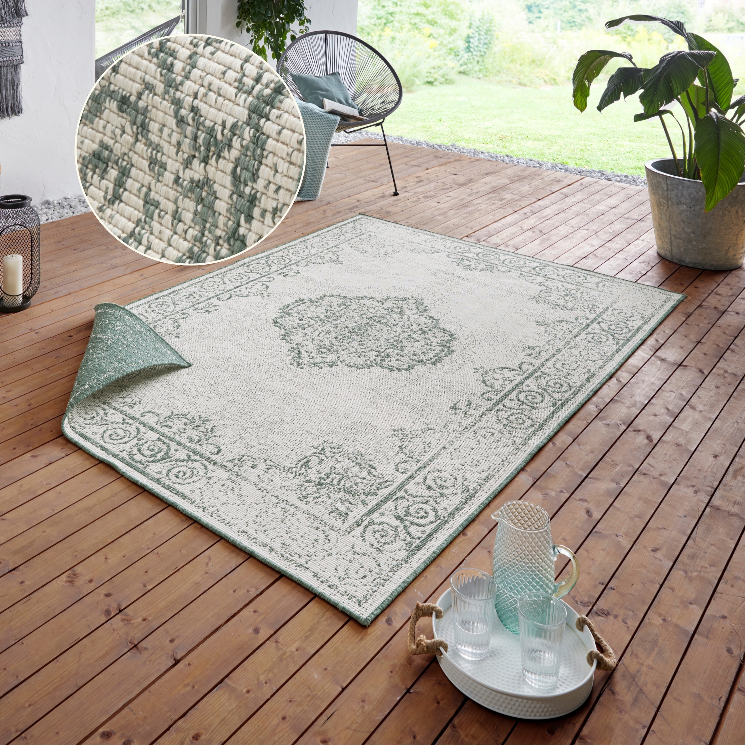 HANSE Home Teppich »CEBU Wendeteppich« rechteckig 5 mm Höhe In-& Outdoor, Wetterfest, Balkon, Wohnzimmer, Wasserfest, Orientalisch