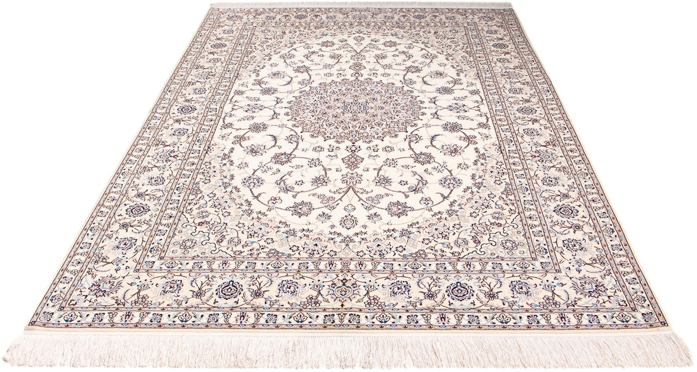 Image of morgenland Orientteppich »Perser - Nain - Premium - 242 x 161 cm - beige«, rechteckig, 6 mm Höhe, Wohnzimmer, Handgeknüpft, Einzelstück mit Zertifikat bei Ackermann Versand Schweiz