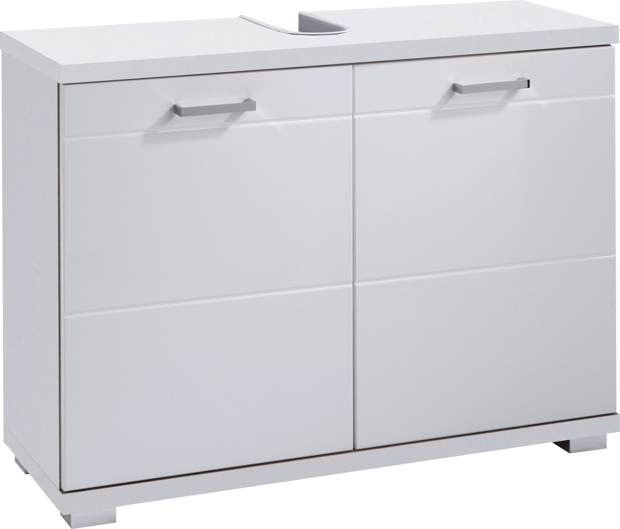 Image of byLIVING Waschbeckenunterschrank »Nebraska«, Breite 80 cm, Badezimmerschrank mit Metallgriffen, MDF-Fronten in Hochglanz-Optik und Ausschnitt für Abwasserleitung bei Ackermann Versand Schweiz