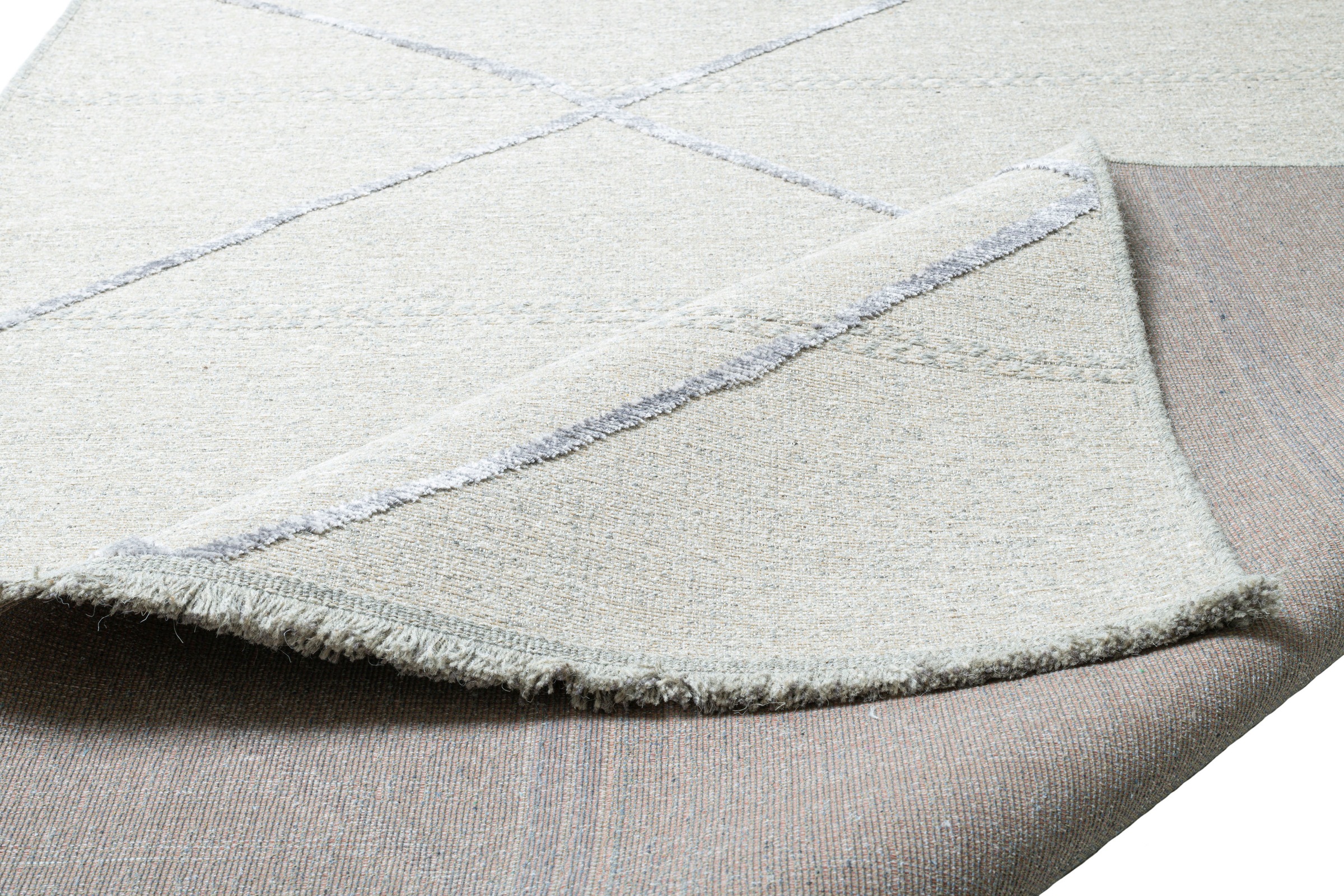 Sansibar Teppich »Braderup«, rechteckig, 2 mm Höhe, Flachgewebe, modernes Scandi Design, Motiv Rauten, mit Fransen