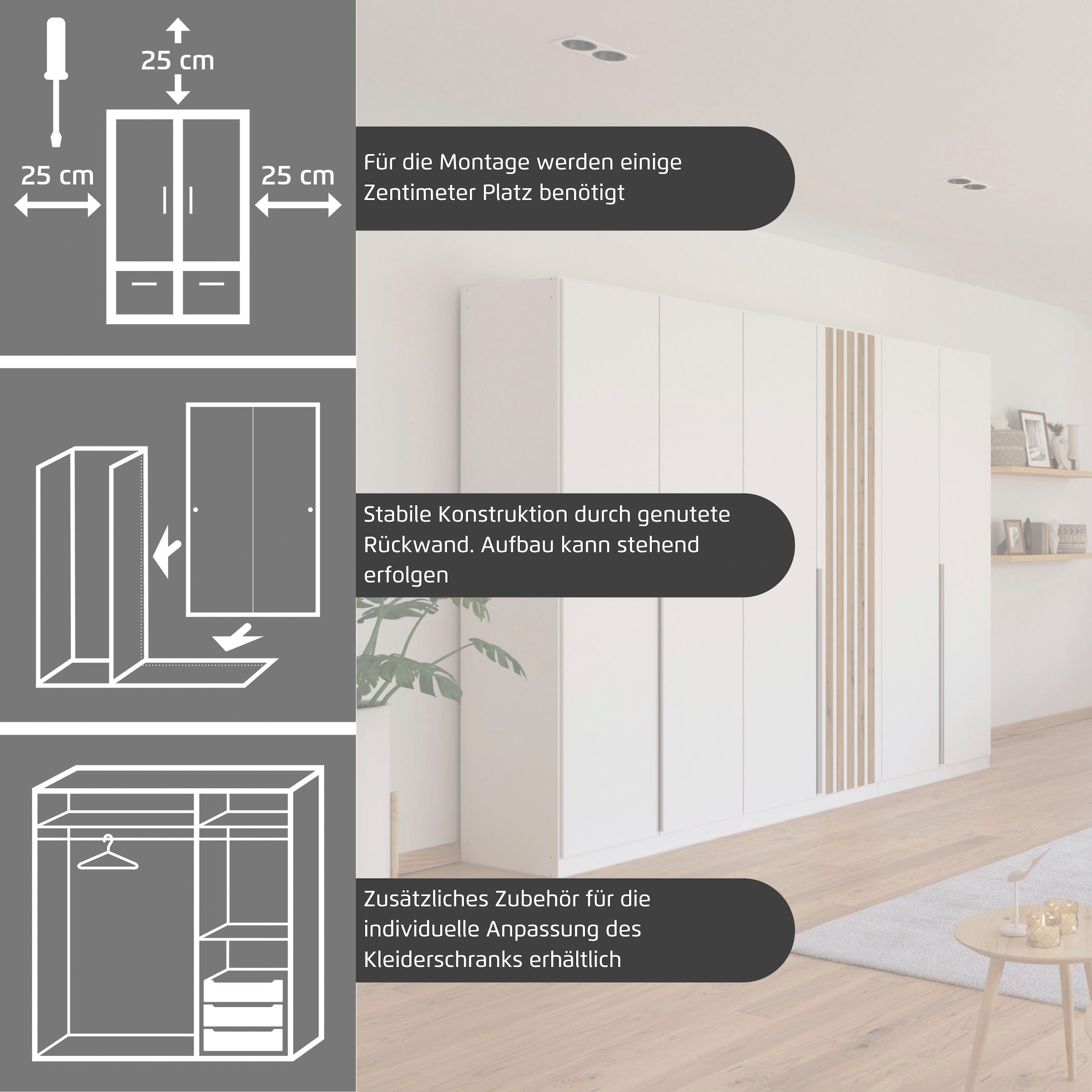 rauch Drehtürenschrank »Kleiderschrank Schrank Garderobe Garderobenschrank LAMELLA«, elegante Lamellen-Auflage in 3D Akustikpaneel Optik MADE IN GERMANY