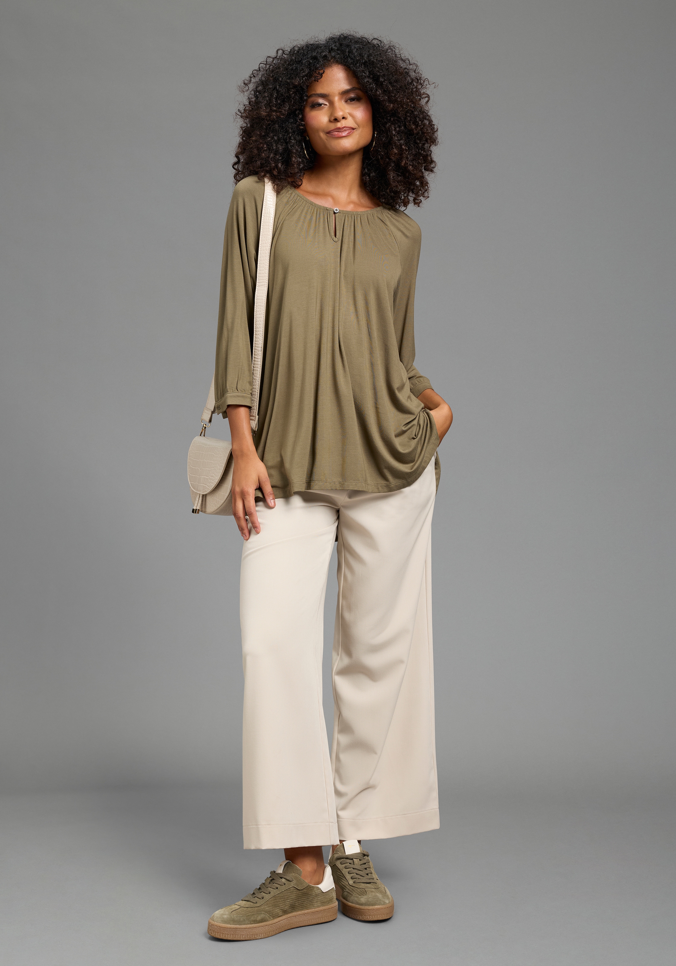Laura Scott T-shirt tunique coupe en A, longueur couvrant les fesses, mélange viscose élastique