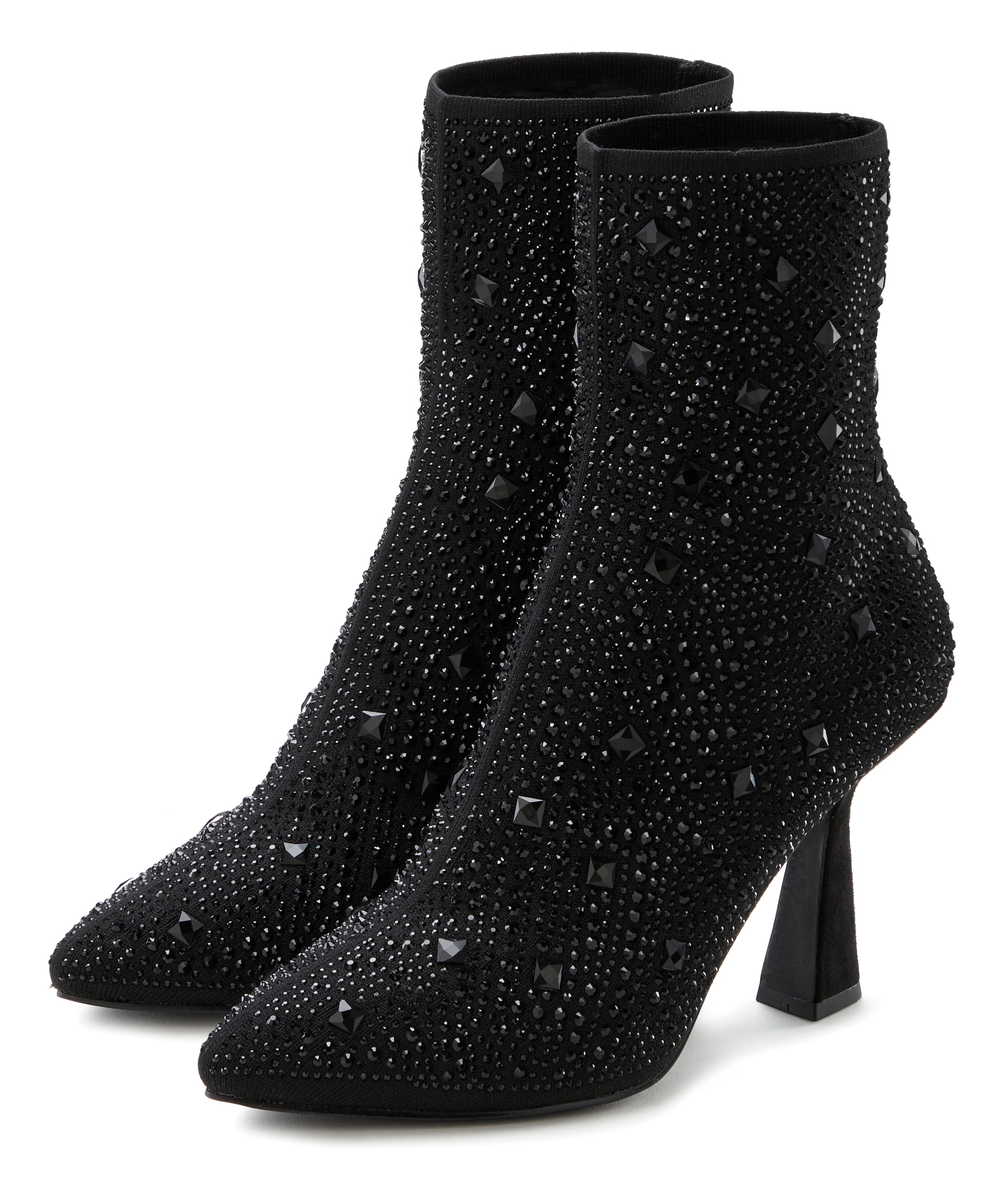 Image of LASCANA High-Heel-Stiefelette "Sock Boot, Schlupf-Stiefel, Ankle Boots," aus elastischem Material mit eleganten Schmucksteinchen VEGAN
