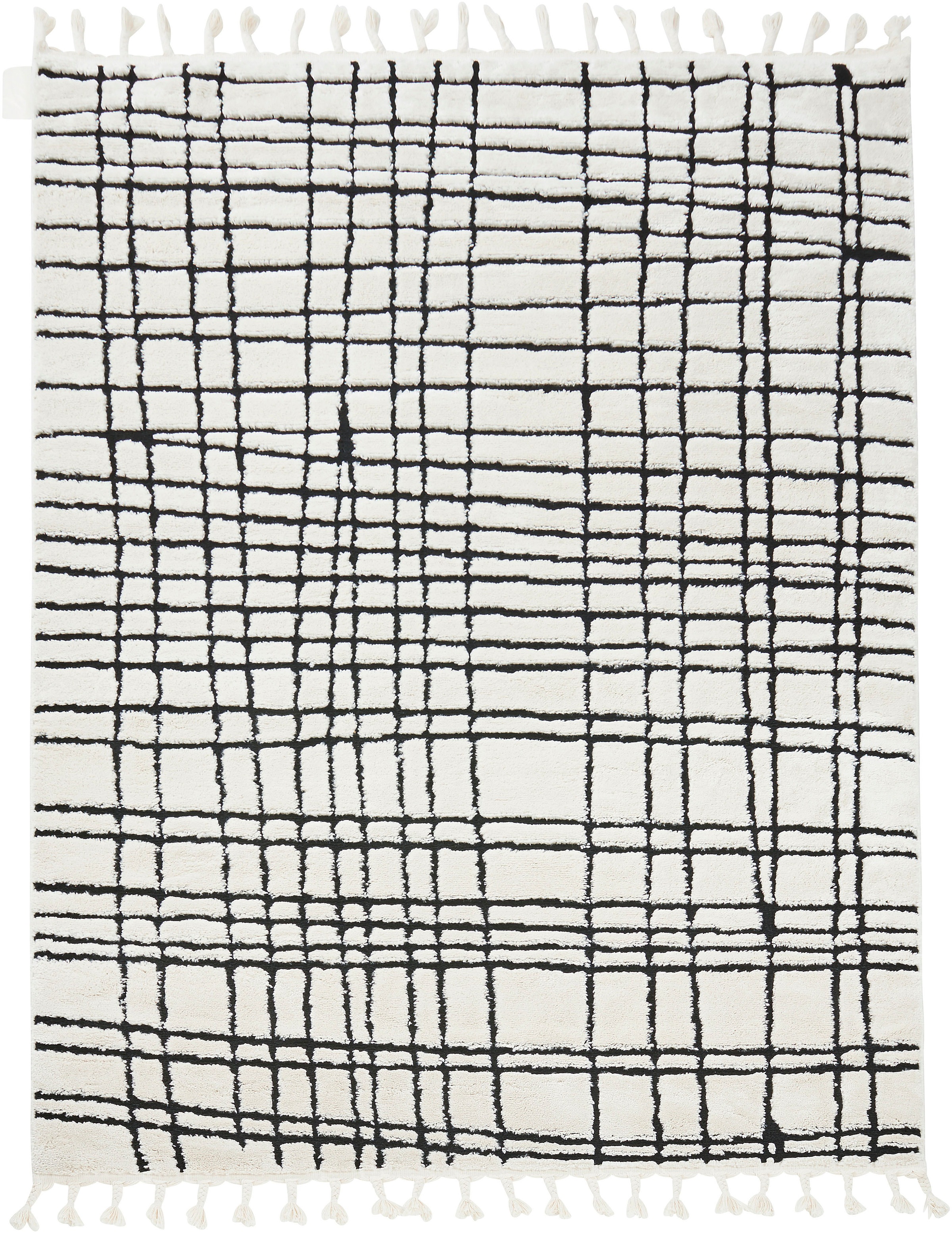 Image of done. Teppich "RIVER" rechteckig 10 mm Höhe modernes Scandi Design, kariert, Hoch-Tief Effekt, mit Fransen