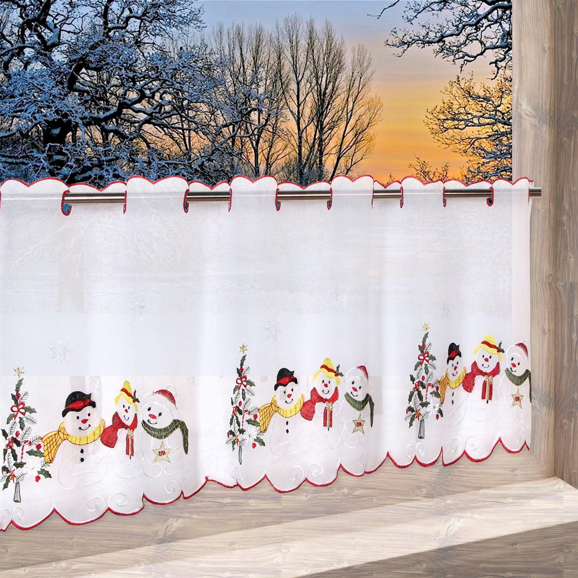 Image of Delindo Lifestyle Scheibengardine "WEIHNACHTSMANN" Stangendurchzug 1 Stk. tlg. HxB: 45x115, mit Stangendurchzug, für die Küche
