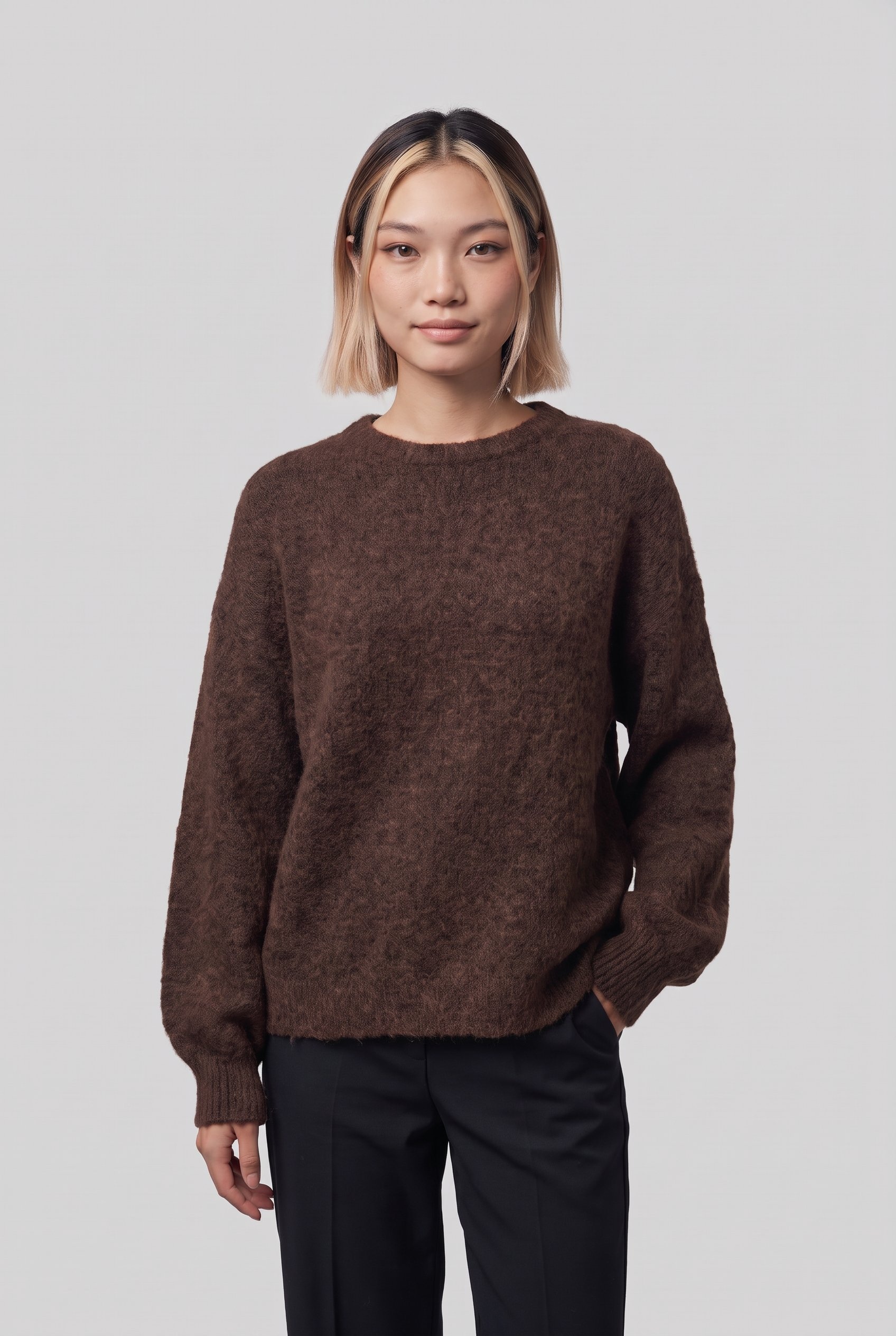 ONLY Strickpullover »ONLNELLIE LS O-NECK KNT NOOS« Materialmix, regular fit
