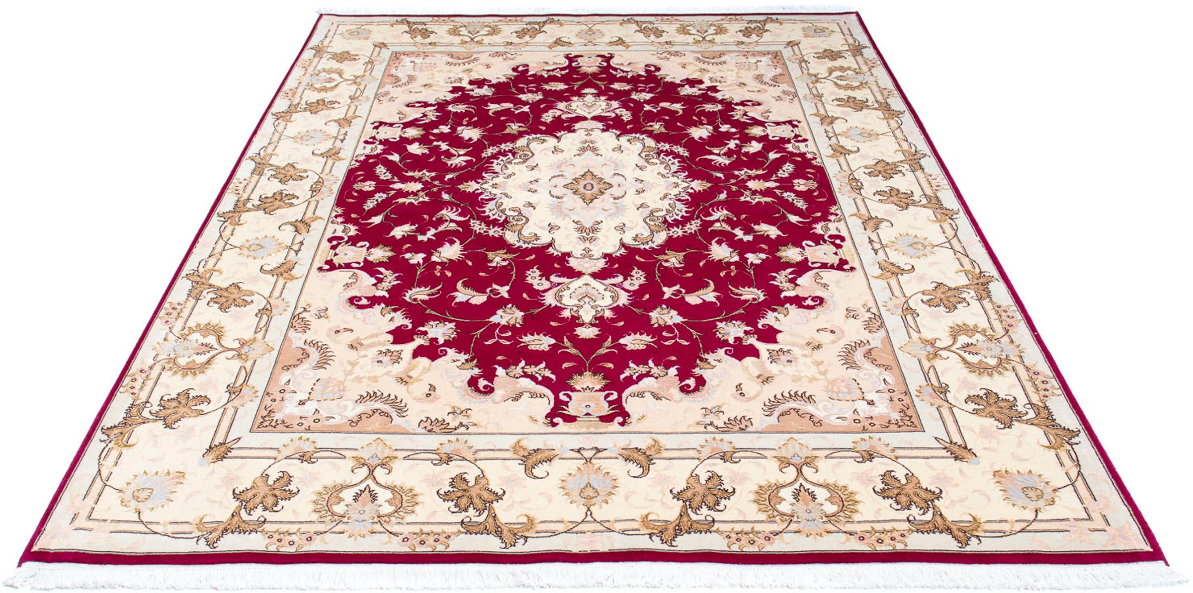 Image of morgenland Orientteppich »Perser - Täbriz - Royal - 240 x 169 cm - rot«, rechteckig, 7 mm Höhe, Wohnzimmer, Handgeknüpft, Einzelstück mit Zertifikat bei Ackermann Versand Schweiz