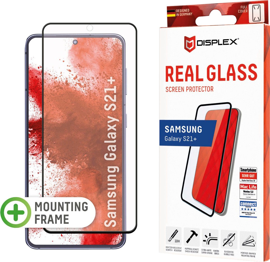Image of Displex Displayschutzfolie »DISPLEX Real Glass Panzerglas für Samsung Galaxy S21+ 5G (6,7"), 10H Tempered Glass, mit Montagerahmen, Full Cover«, für Samsung Galaxy S21+ bei Ackermann Versand Schweiz