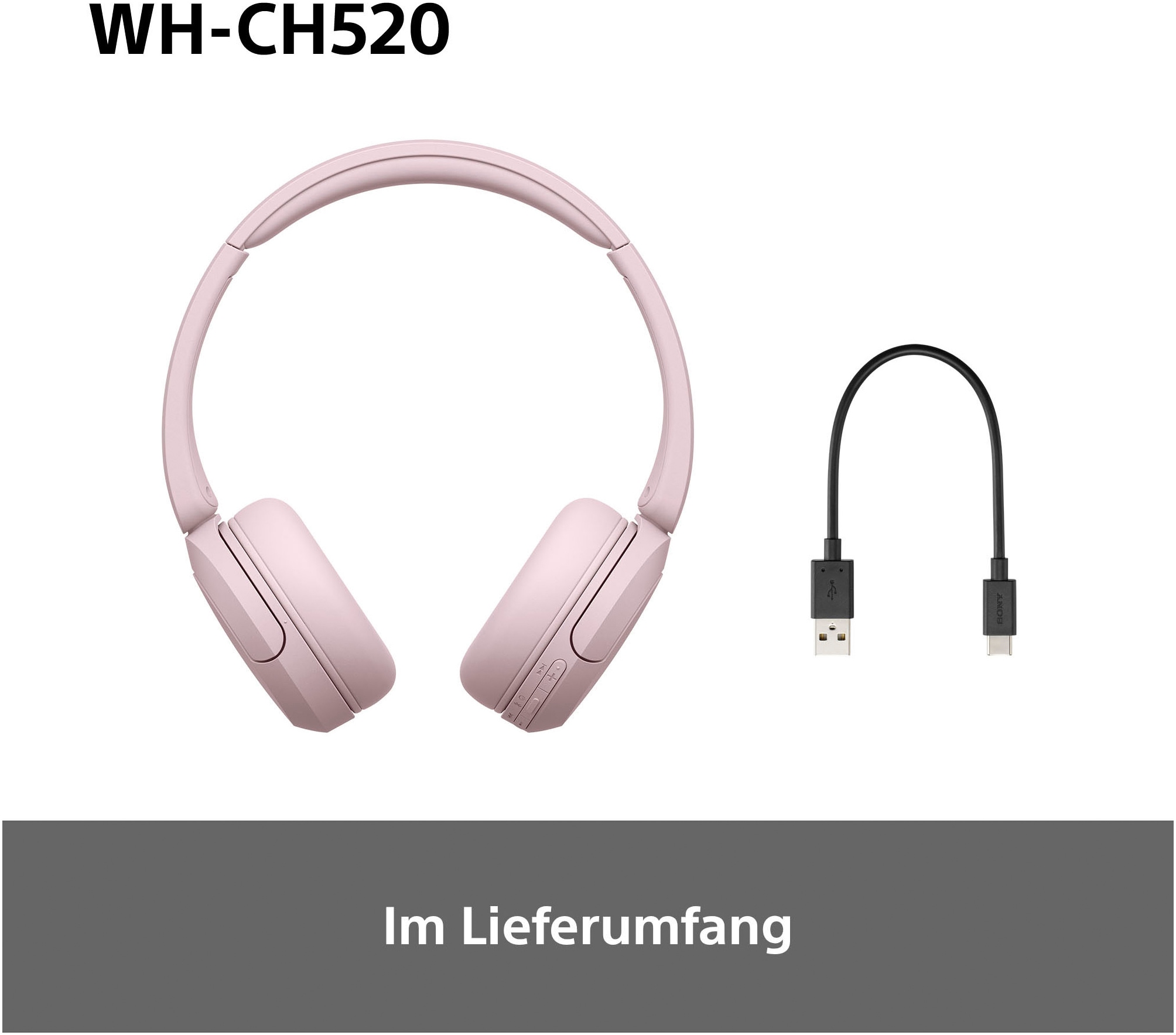 Sony On-Ear-Kopfhörer »WHCH520« Bluetooth Freisprechfunktion | Rauschunterdrückung | Sprachsteuerung | kompatibel mit Siri 200 Std. Max. Akkulaufzeit (Standby)