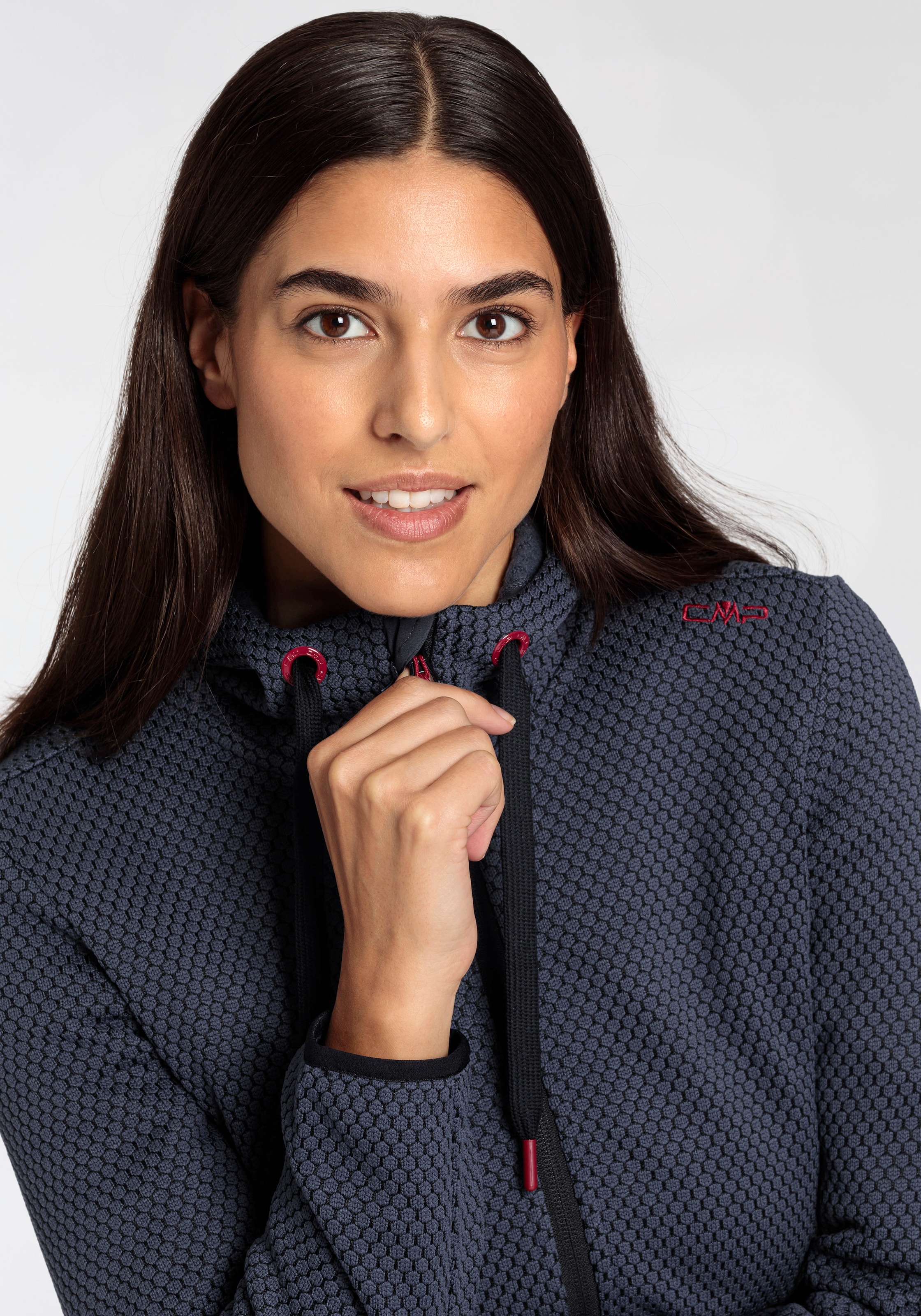 CMP Strickfleecejacke, mit Kapuze, Wärmend & windabweisend & Atmungsaktiv