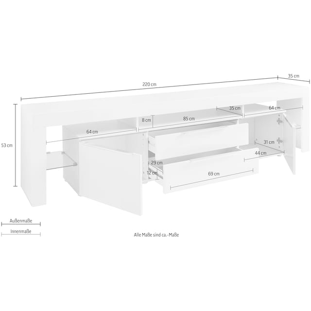 borchardt Möbel Lowboard »Lima«, Breite 220 cm günstig kaufen