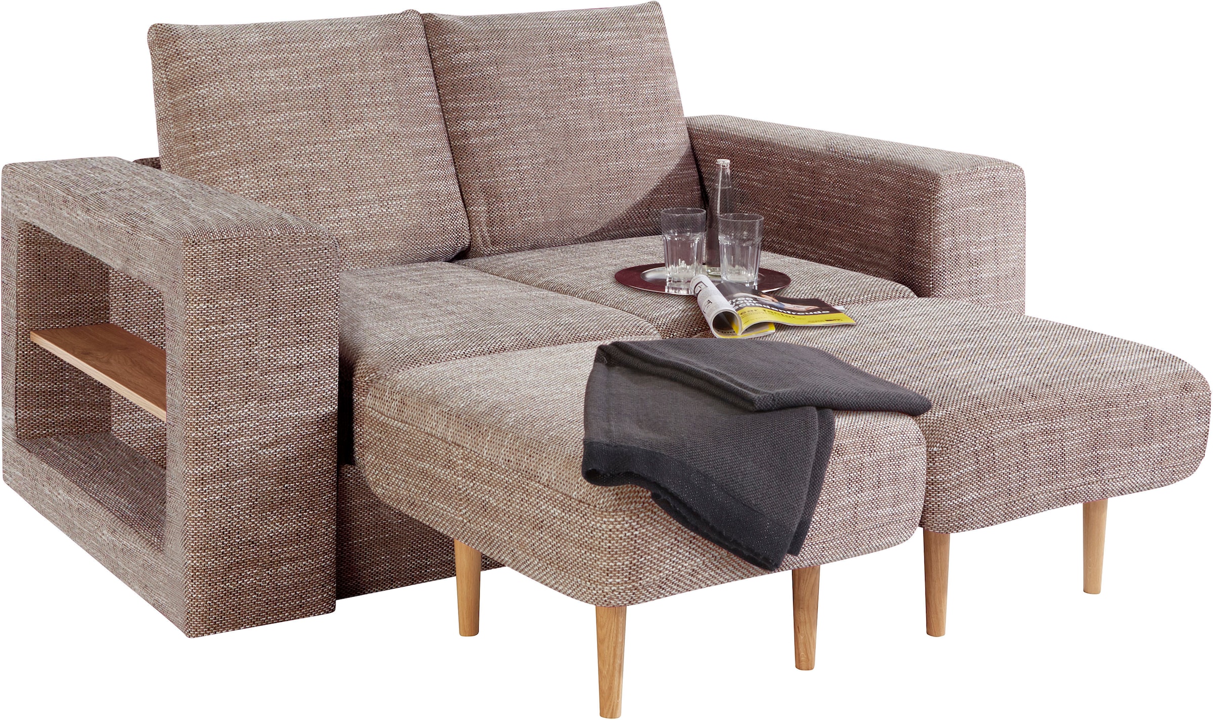 LOOKS by Wolfgang Joop 2-Sitzer »Looksvb«, Verwandlungssofa: aus Sofa wird Sofa mit 2 Hockern, mit Regalfunktion