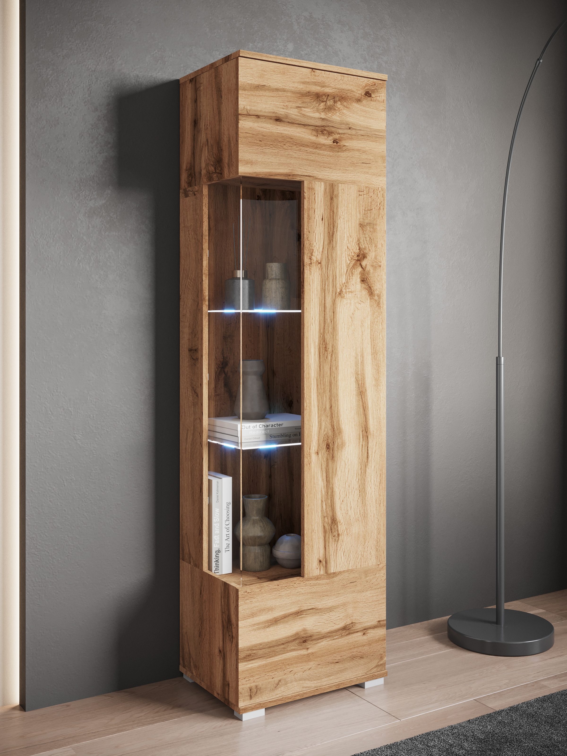 GOODproduct Vitrine »Kenia, stehend und hängend, Türanschlag wechselbar« 1 Stk. tlg. Vitrineschrank mit Glastüren 160 cm Höhe