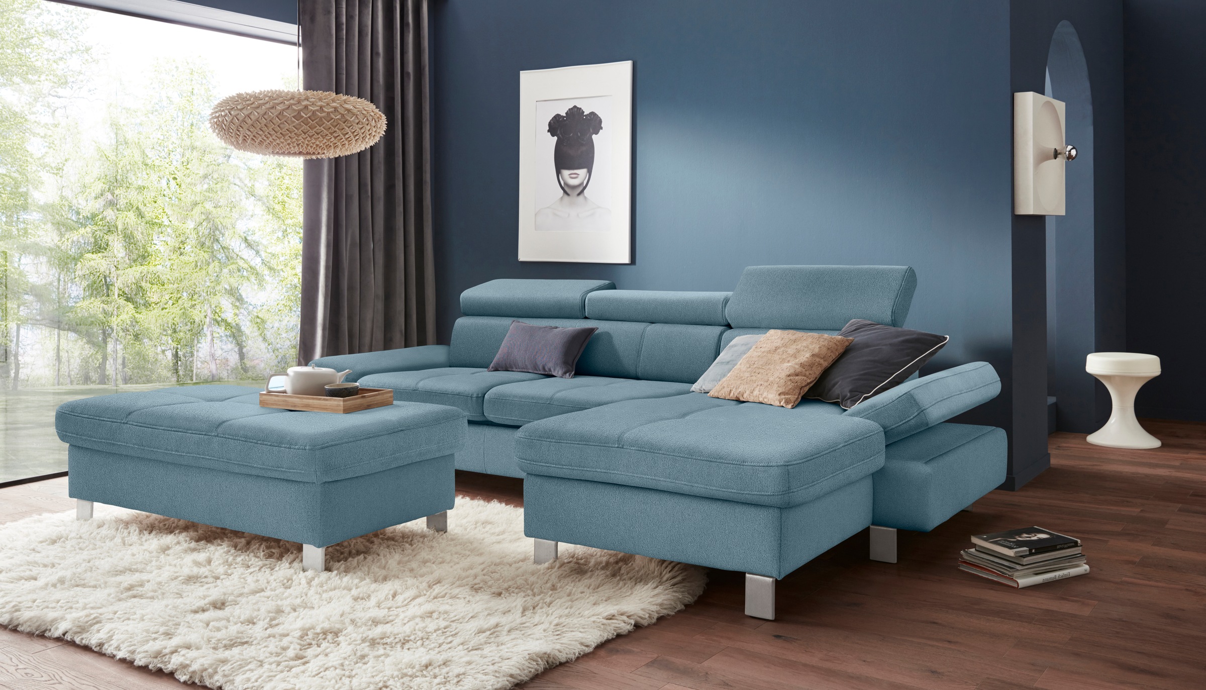 exxpo - sofa fashion Ecksofa »Fiji, hochwertige Detailverarbeitung im Sitz und Rücken, L-Form«, bequem durch Kopf- und Armteilverstellung, wahlweise mit Bettfunktion